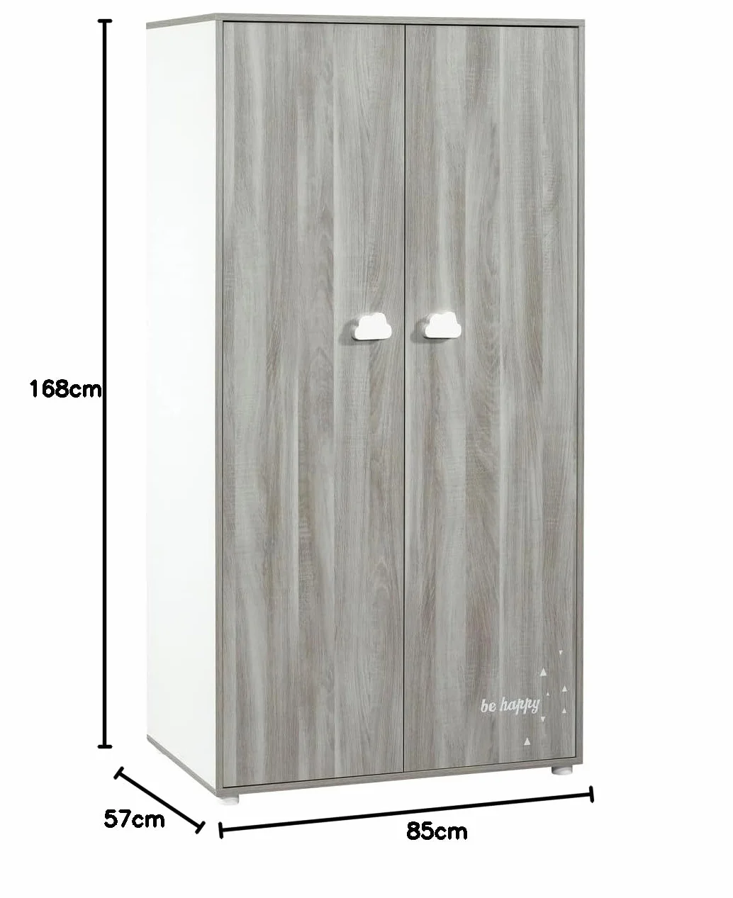 Armadio 2 Ante per Cameretta dei Bambini 85x168x57cm