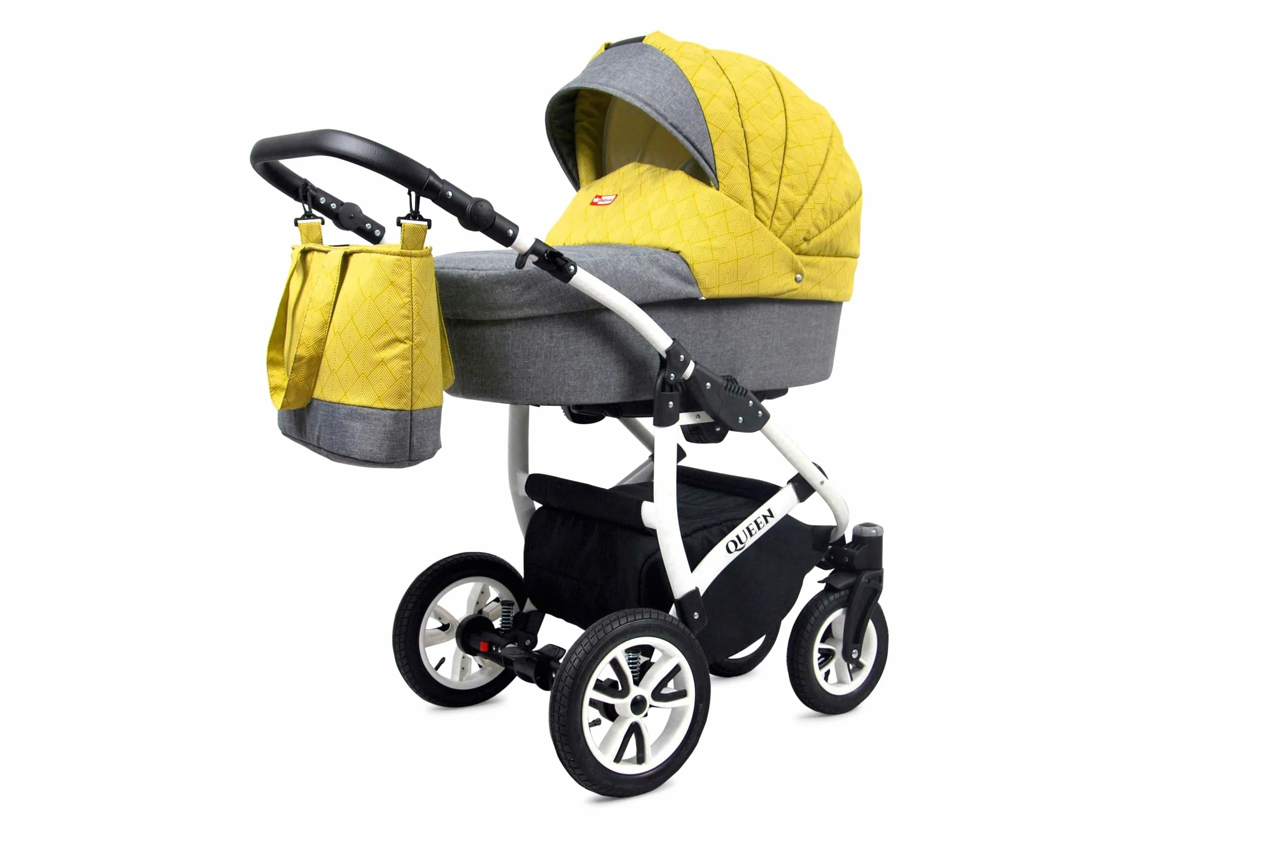 BabyLux Passeggino 3 in 1 Queen - Set Completo con Navicella, Seggiolino Auto, Borsa e Copertura Antipioggia