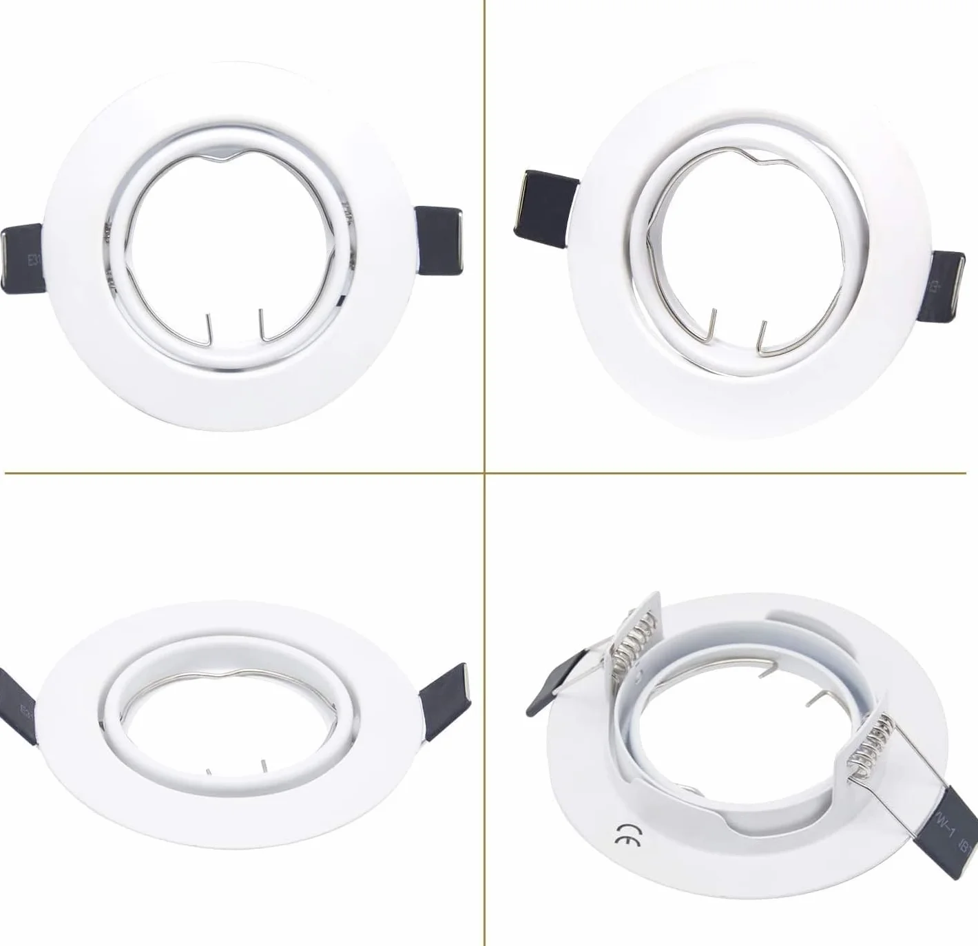 Allesgute Set Di 10 Cornici Da Incasso GU10 Bianco Opaco Cornice Girevole Rotonda Per Faretti Da Incasso 230V Con Presa GU10 Per Lampadine LED O Alogene