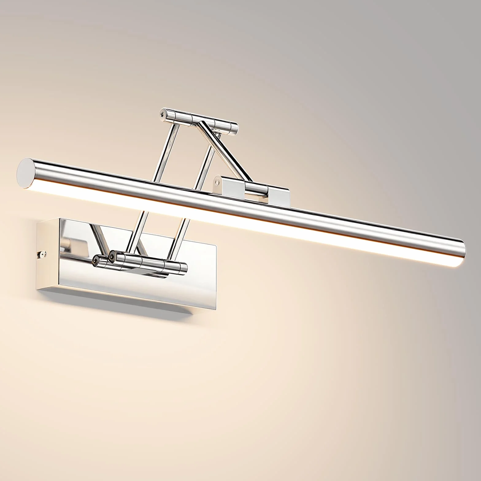 Klighten Led Lampada Da Specchio Bagno 40cm,Lampada Da Parete Rotante Per Bagno Ip44,12W 970 LM Luce Specchio Bagno Led,Applique Bagno Specchio Moderno In Alluminio,Bianco naturale 4000K, Cromo