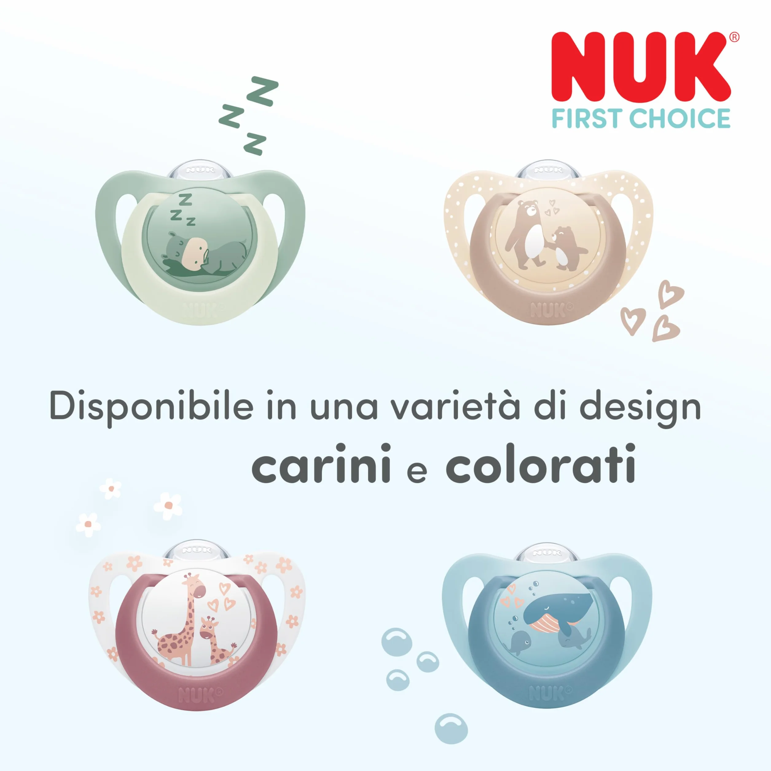 NUK First Choice Day & Night Ciuccio Ortodontico 18-36 Mesi Illuminante Confezione da 4