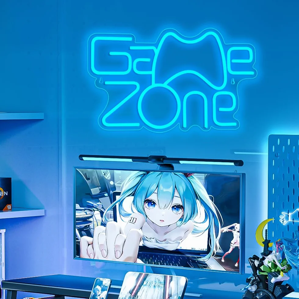 A Dan Game Zone Neon Segno,Game Neon Segno per Gamer Room Decor,Gaming Signs per Teen Boys Room Decor con USB Alimentato per Game Room,Camera da letto,Segni Led Regali