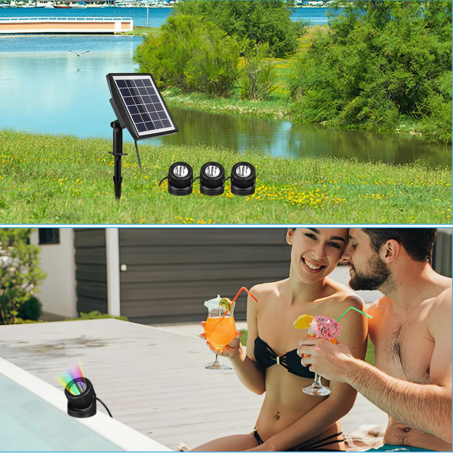 Lampade LED Subacquee Impermeabili per Giardino Piscina e Fontana Installazione Facile e Ricarica Rapida Illuminazione Decorativa Esterno