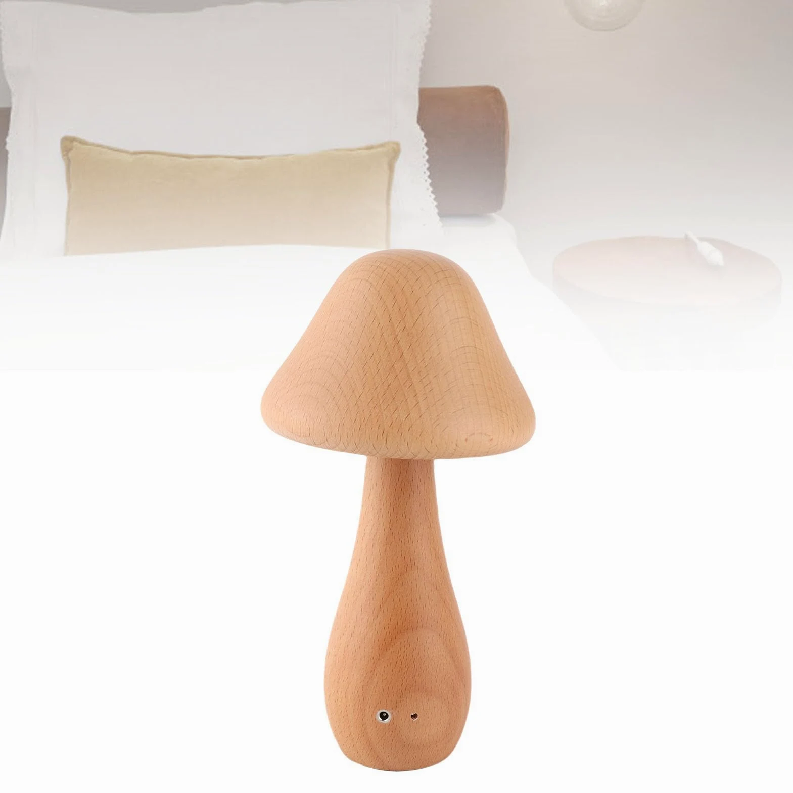 Fabater Lampada a Fungo in Legno Dimmerabile con 3 Temperature di Colore, Lampada da Tavolo Ricaricabile con Controllo Touch per Camera da Letto, Soggiorno, Ufficio, Giardino, Patio
