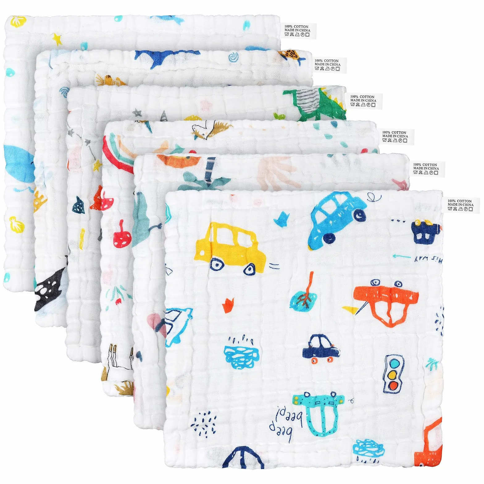 Mussola Neonato 6 Pezzi 30x30cm 100% Cotone Panni Burp Assorbente Traspirante