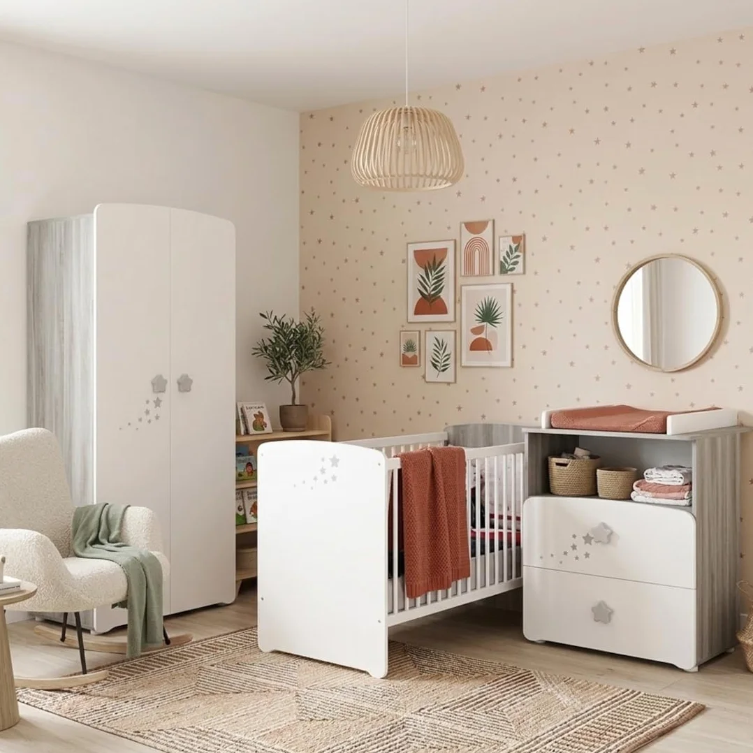 BabyPrice Armadio a 2 ante per bambini 175x85x56 cm legno bianco