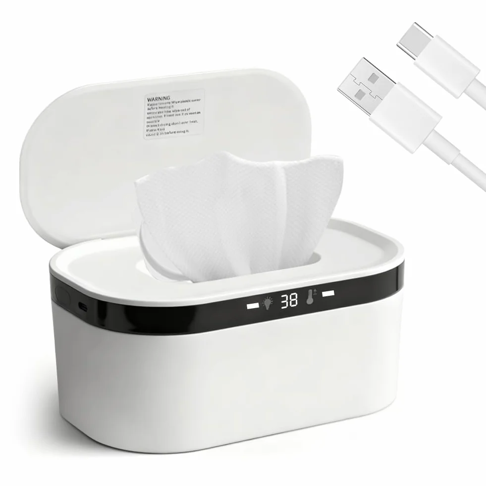 LOMUG Scalda salviette umidificate, 3 impostazioni di calore, riscaldamento rapido, USB, LED
