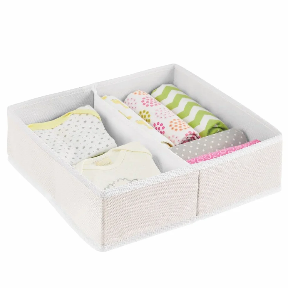 mDesign Set 3 Box portaoggetti Bimbo Organizer Armadio Calze Bavaglini Pannolini 2 Scomparti Crema Bianco