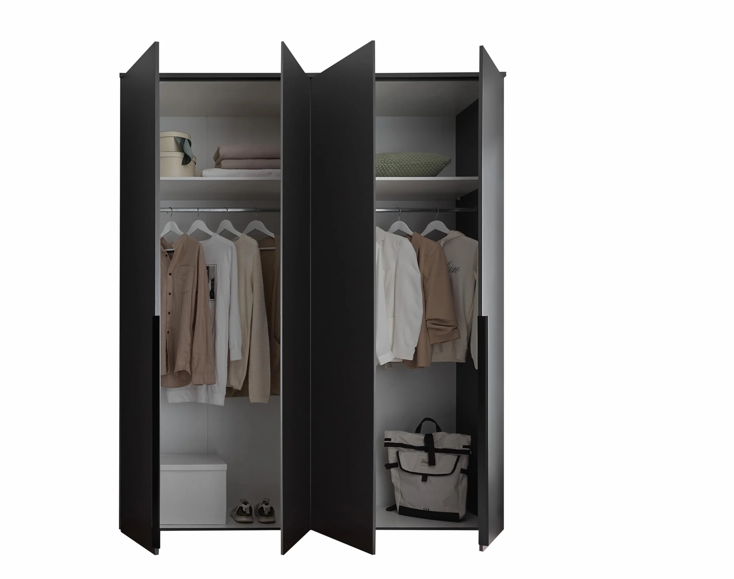 Armadio a 4 ante a battente bianco opaco 180x225x52cm per camera da letto ingresso
