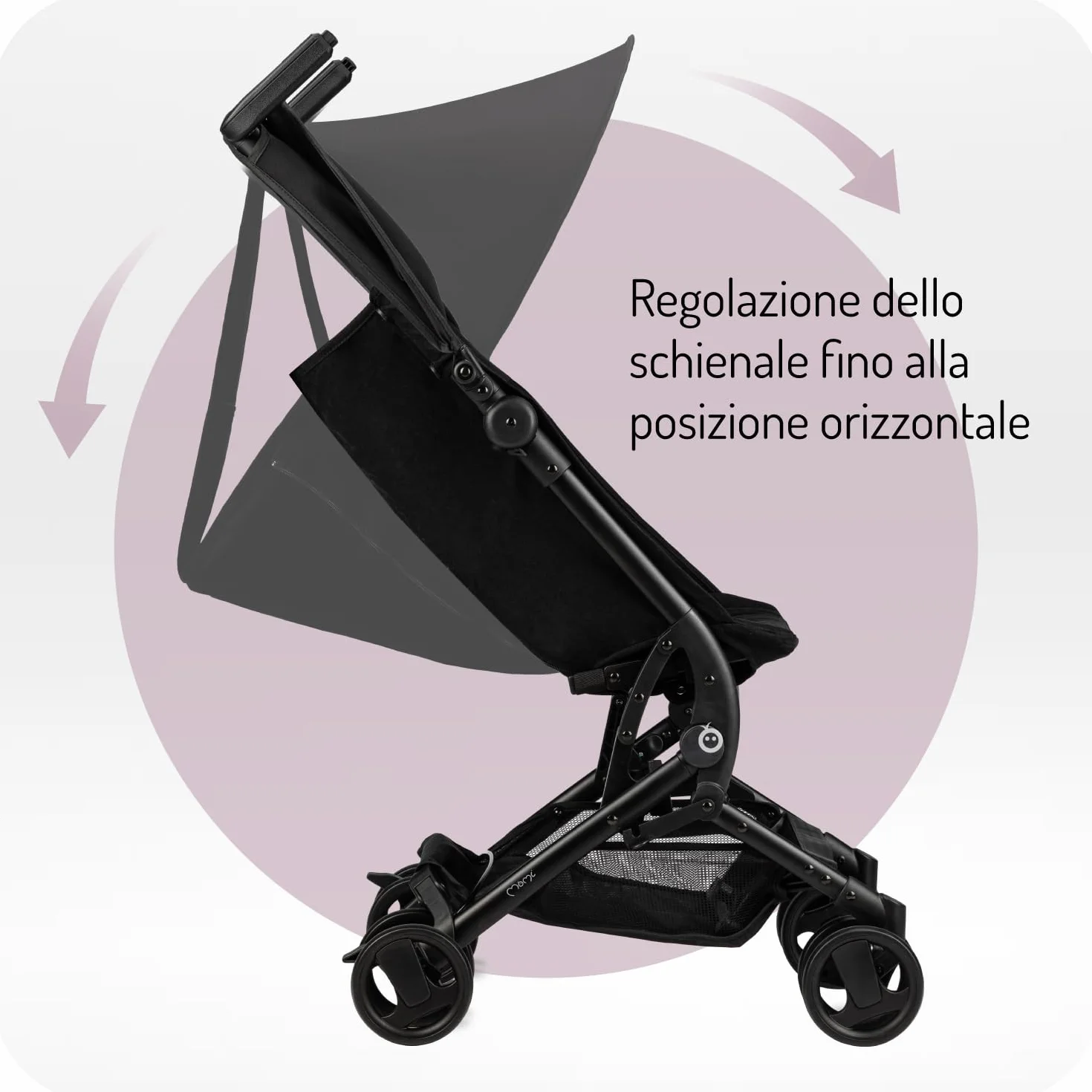 MoMi GRACE Passeggino leggero bambini 6 mesi pieghevole compatto viaggio cappottina parasole regolabile schienale reclinabile cintura 5 punti 15 kg zaino trasporto