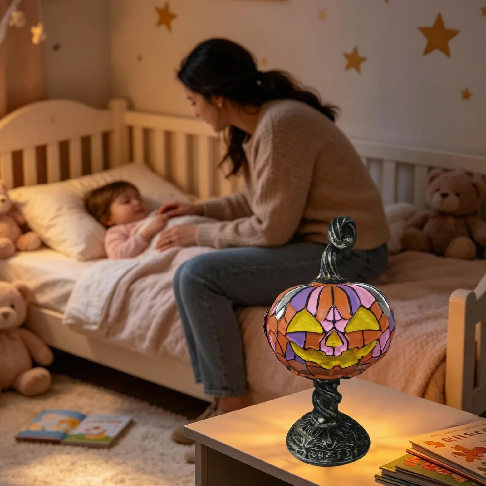 Generico Lampada a forma di di Halloween Luce LED Halloween Per Comodino | Lampada Da Comodino Per Creare Atmosfera Autunnale Nella Casa Soggiorno Camera E Feste Halloween