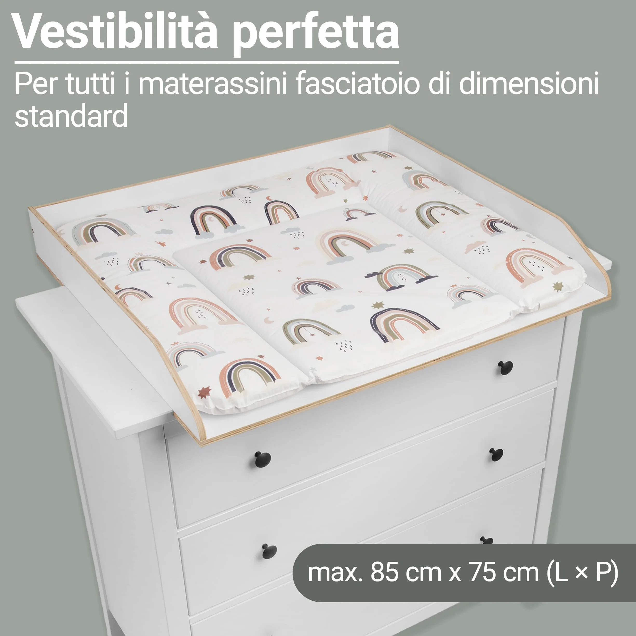 Jonka Piano Fasciatoio per Cassettiera IKEA Hemnes 108 160 cm Legno Naturale Bianco DIN EN 12221