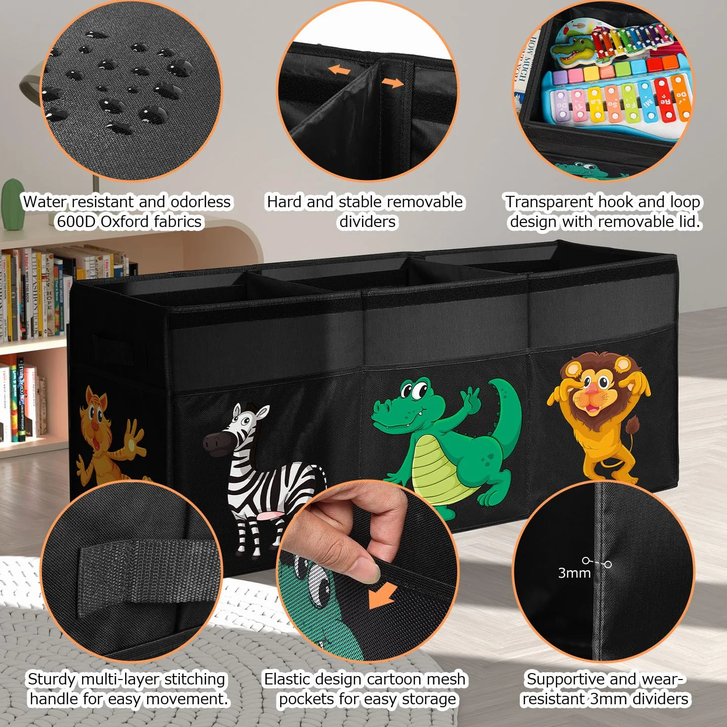 YOHOOLYO Porta Giochi Bambini Contenitori con Coperchio 123L, 94 x 41 x 32 cm Pieghevole