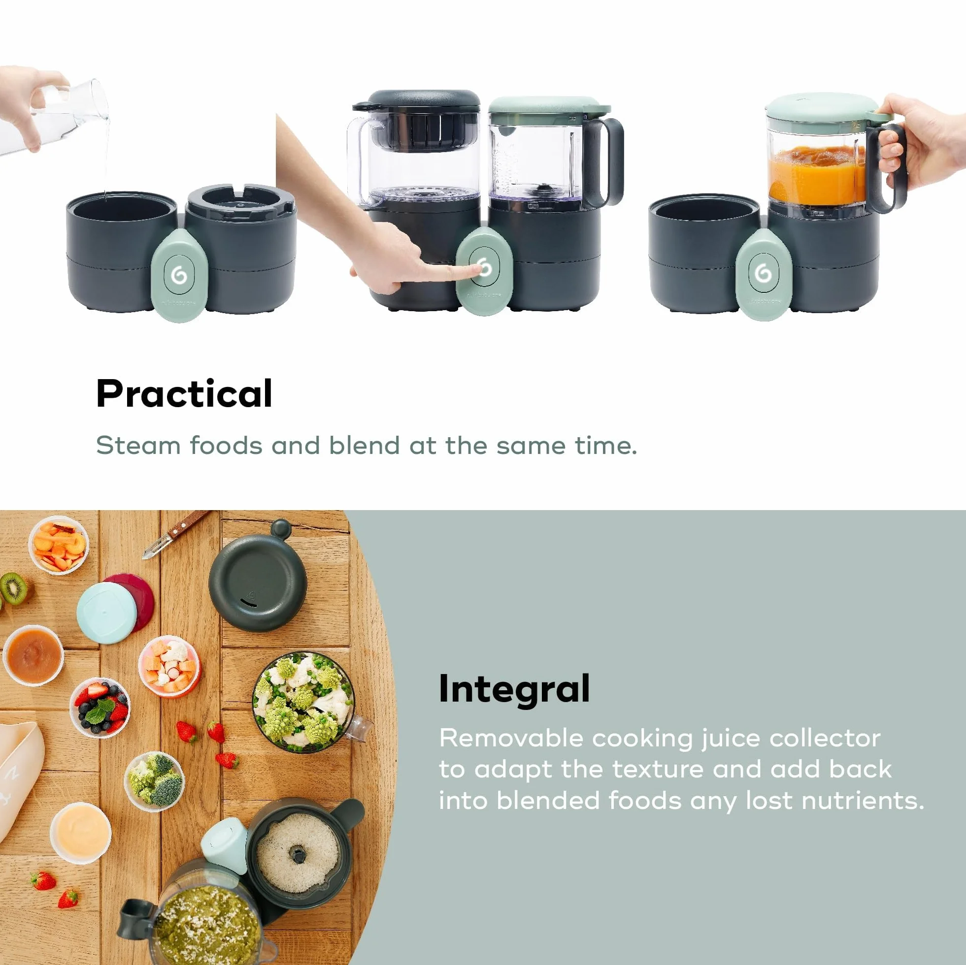 Babymoov Nutribaby One 4 in 1 Baby Food Maker, frullatore e vaporizzatore per alimenti per bambini