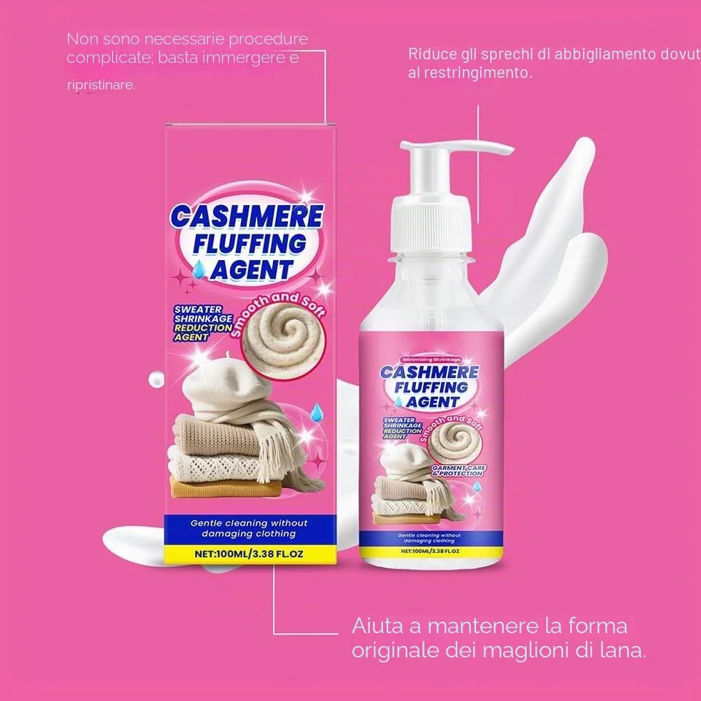 Soluzione riparatrice restringente per maglioni di lana 100 ml, ripristina tessuti lana e cashmere, trattamento nutriente