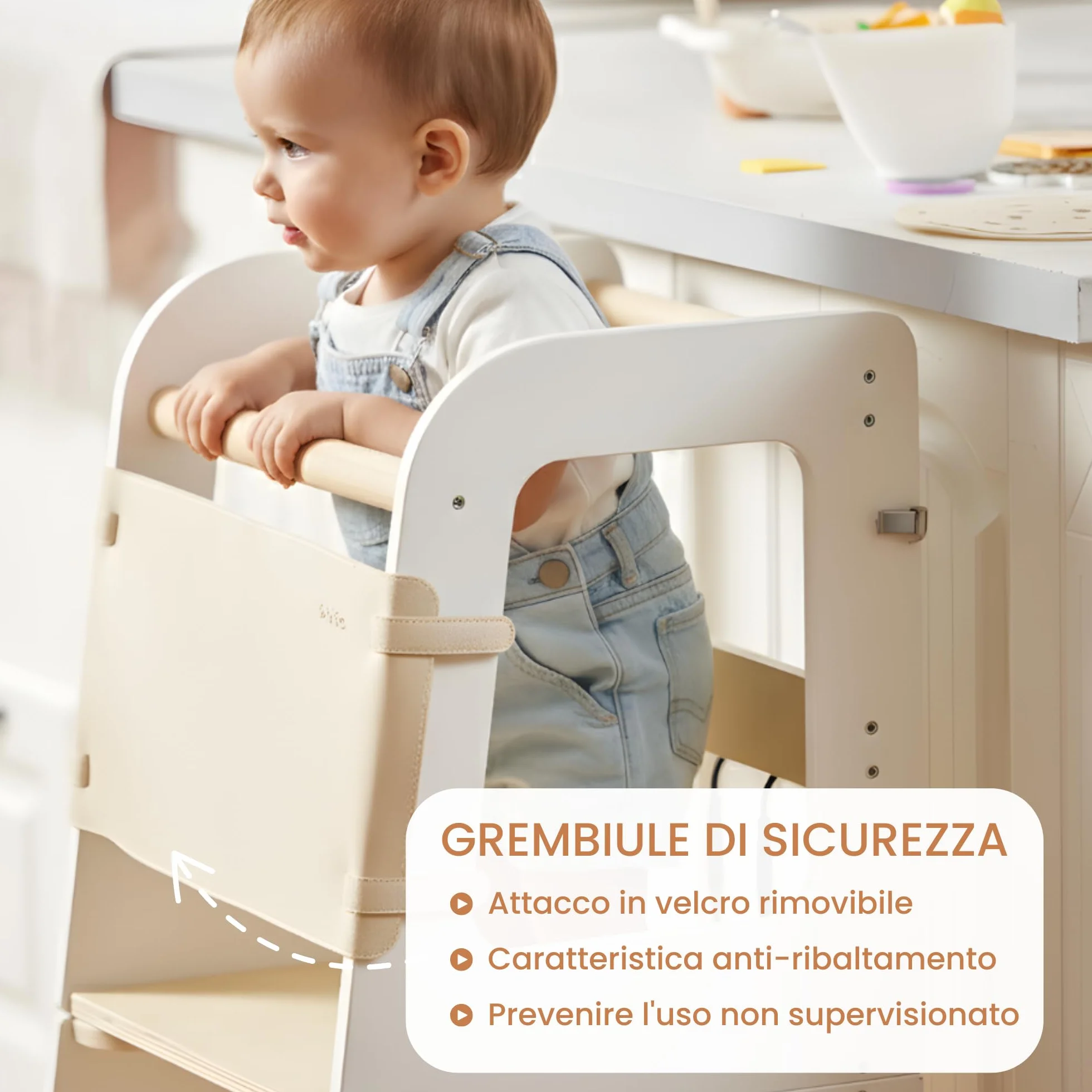 Torre Montessori per Bambini 2-in-1 Torretta Apprendimento in Legno Naturale Convertibile in Scrivania Sgabello Sicura Evolutiva 12M+ Teedum