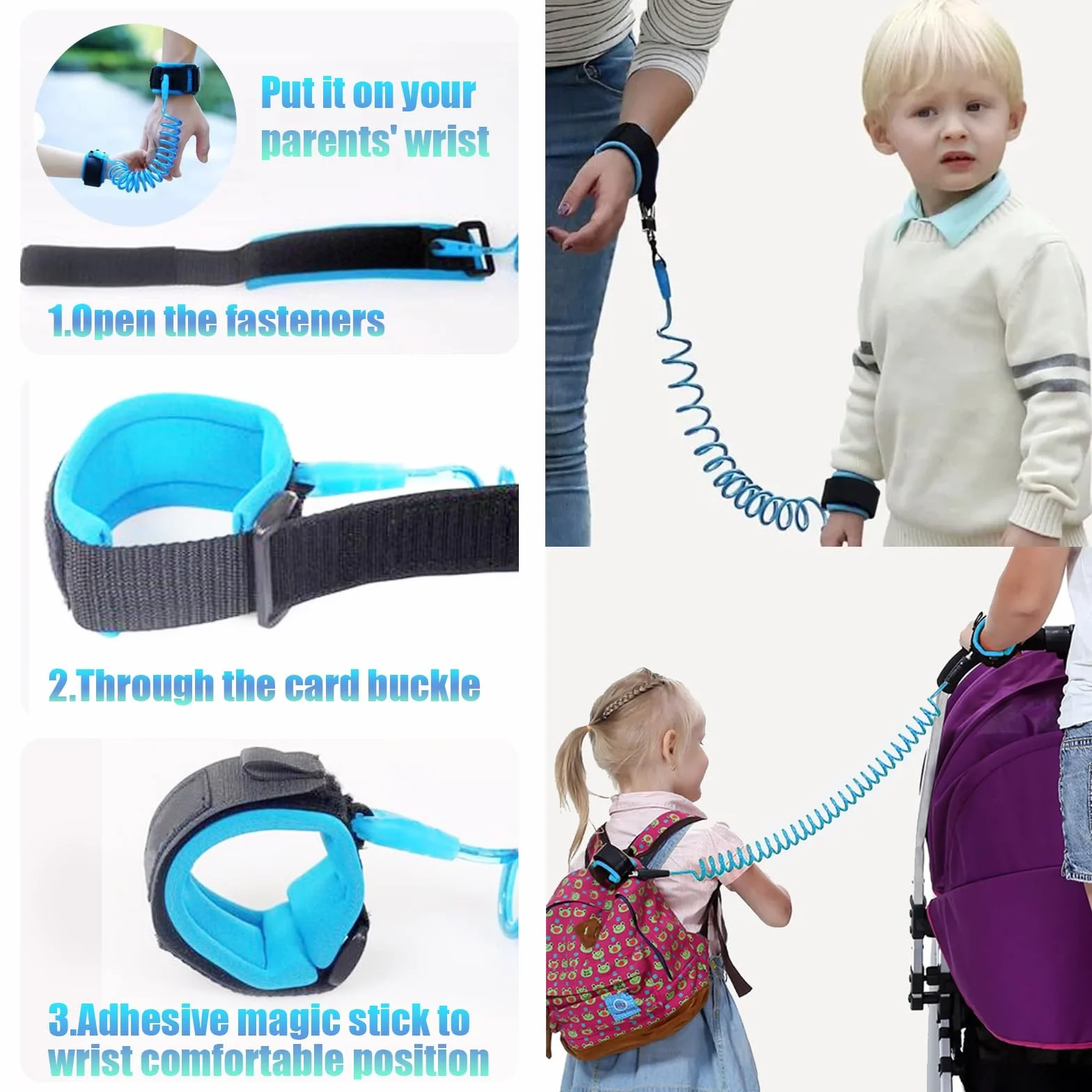 Guinzaglio per Bambini Anti-Loss, Imbracatura di Sicurezza, Collegamento del Polso per Bambino