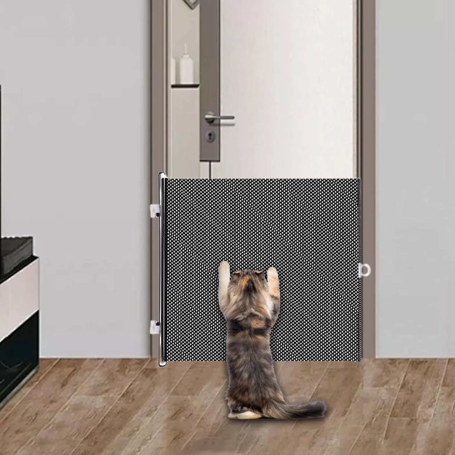 Cancello per cani retrattili Gatti di gatto per porte, recinzione animale multifunzionale barriere portatili