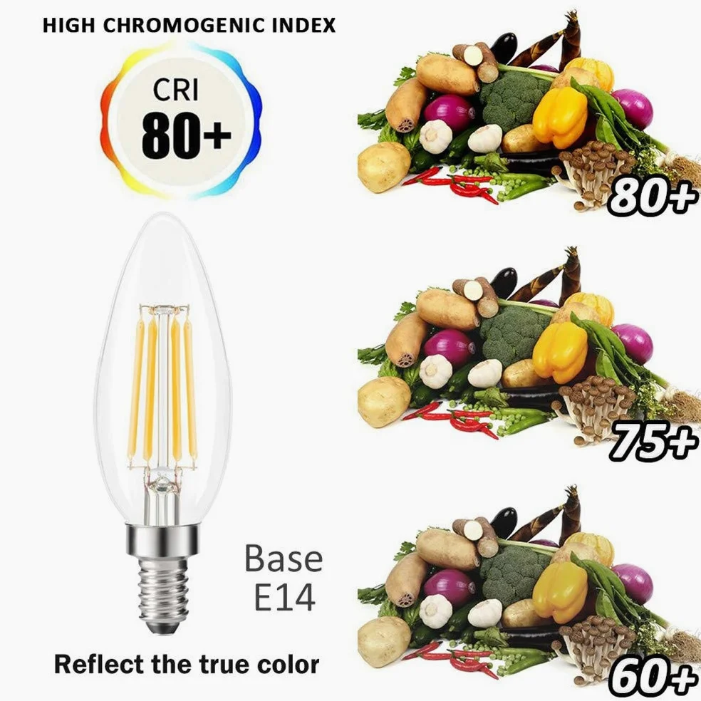 Lampadina a candela a filamento LED dimmerabile E14 220V 3,5W - Illuminazione decorativa calda 2700K(10pcs)