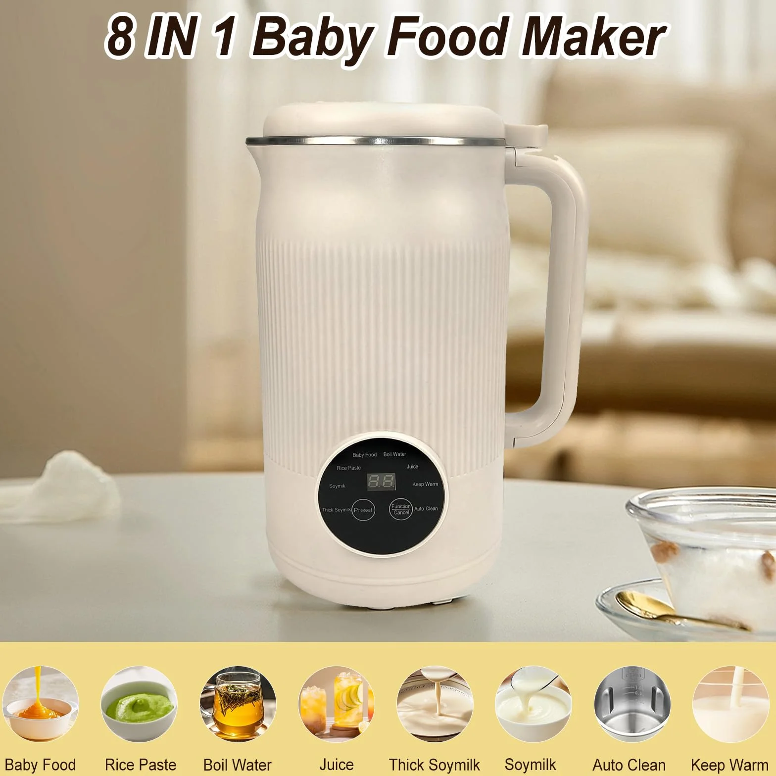 Macchina per latte di noci 8 in 1, robot da cucina 1200 ml, acciaio inox autopulente