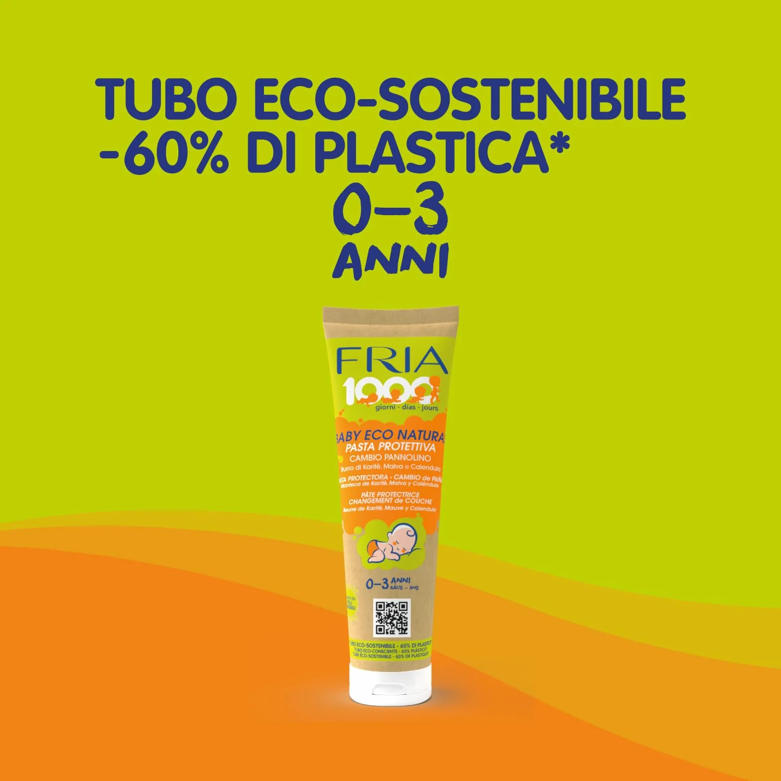Fria 1000Giorni Crema Cambio Pannolino Protettiva Baby Eco Natural, Pasta Lenitiva con Ossido di Zinco e Calendula, 100ml