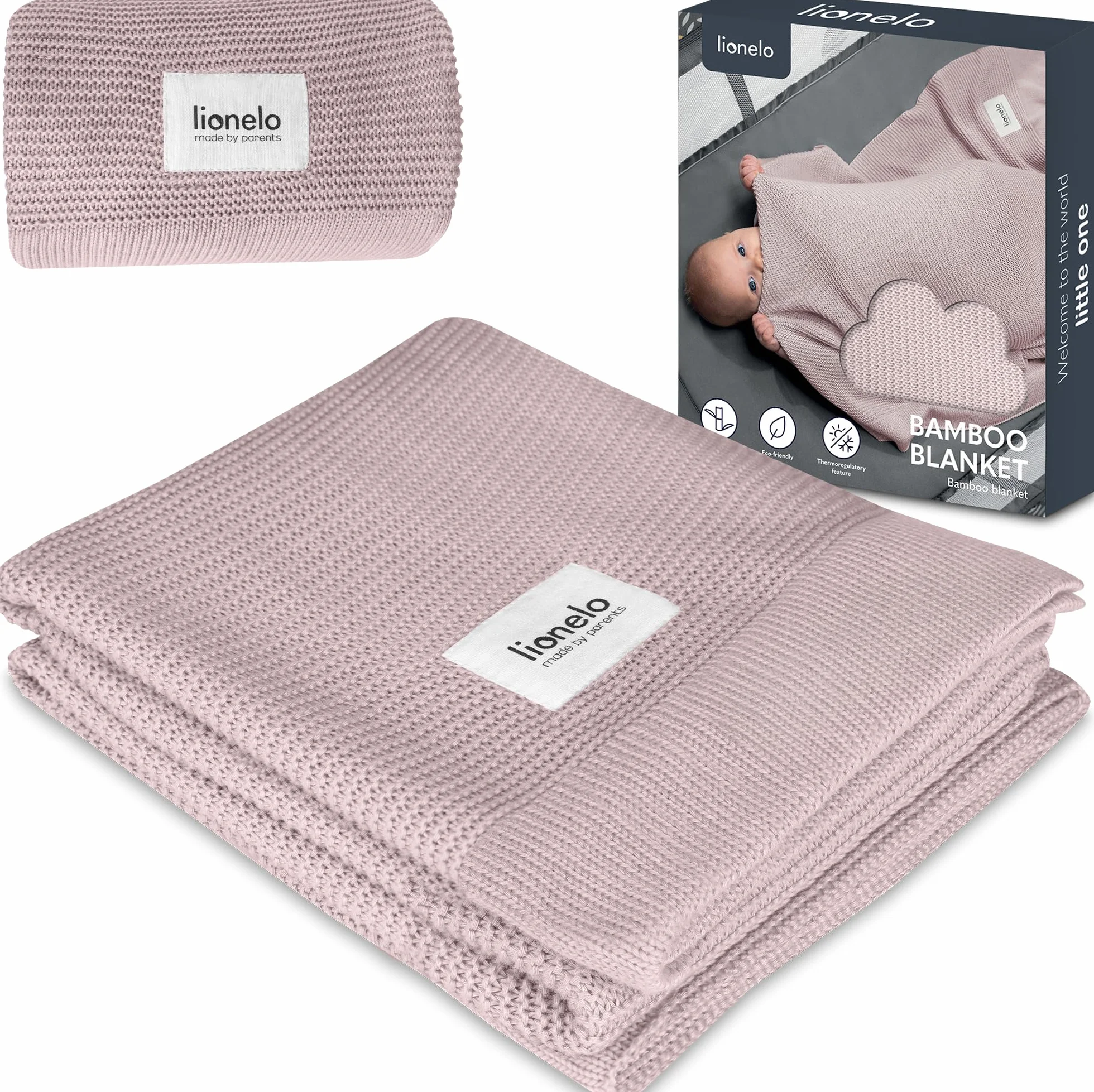 Lionelo Bamboo Blanket 100x75cm Leggera Coperta Neonato Bambù 100% Cotone Naturale Morbido Antibatterico Ipoallergenico Antimicotico