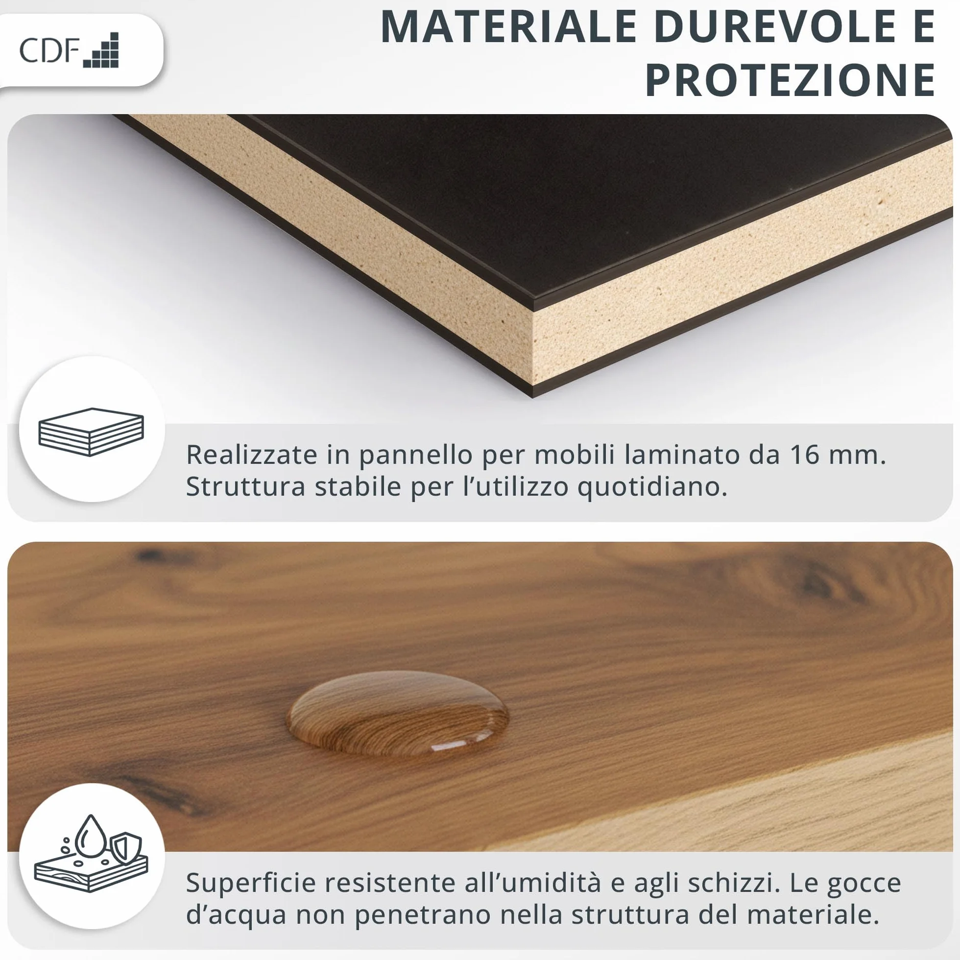 CDF Armadio Camera da Letto 90 cm 2 Ante 2 Cassetti Rovere Sonoma