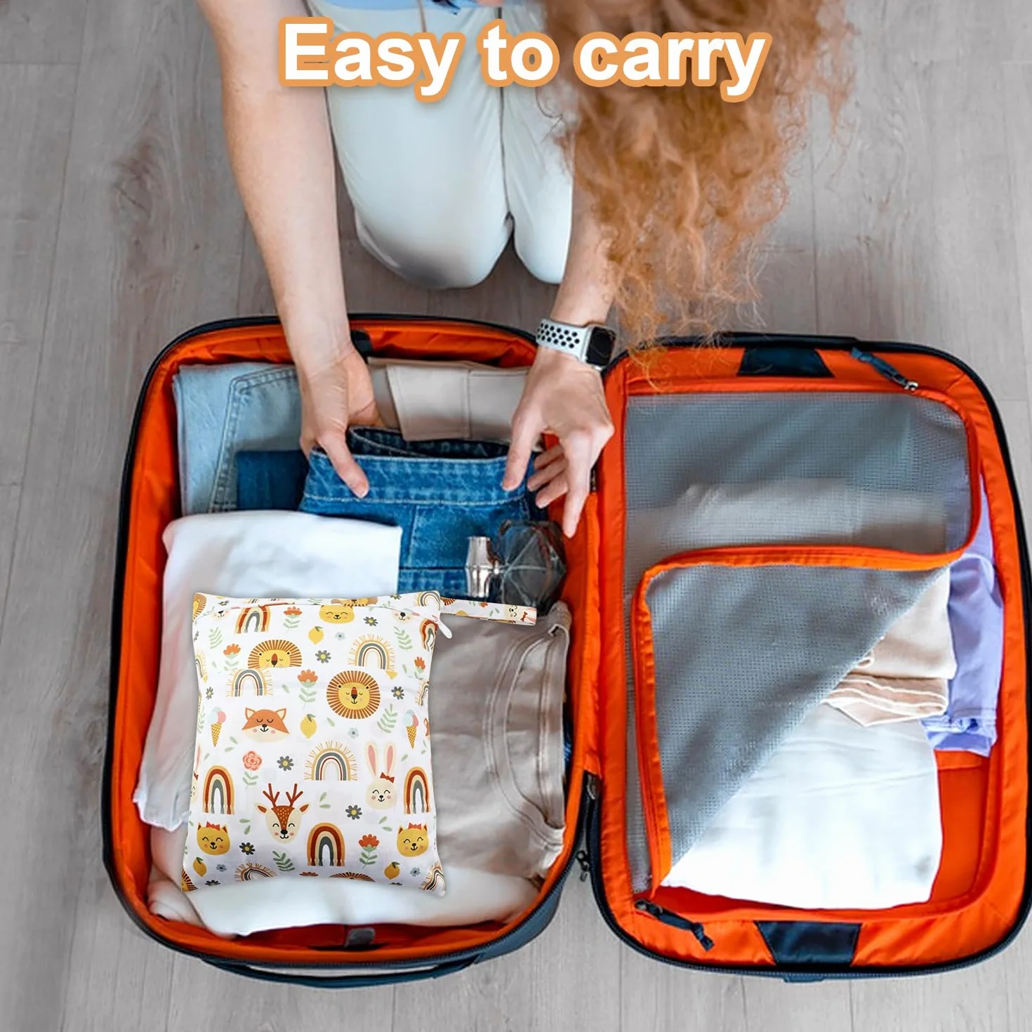 Borsa per Pannolini Lavabili Impermeabile 3 Pezzi, Sacchetto Pannolino Riutilizzabile con Zip per Viaggi Spiaggia