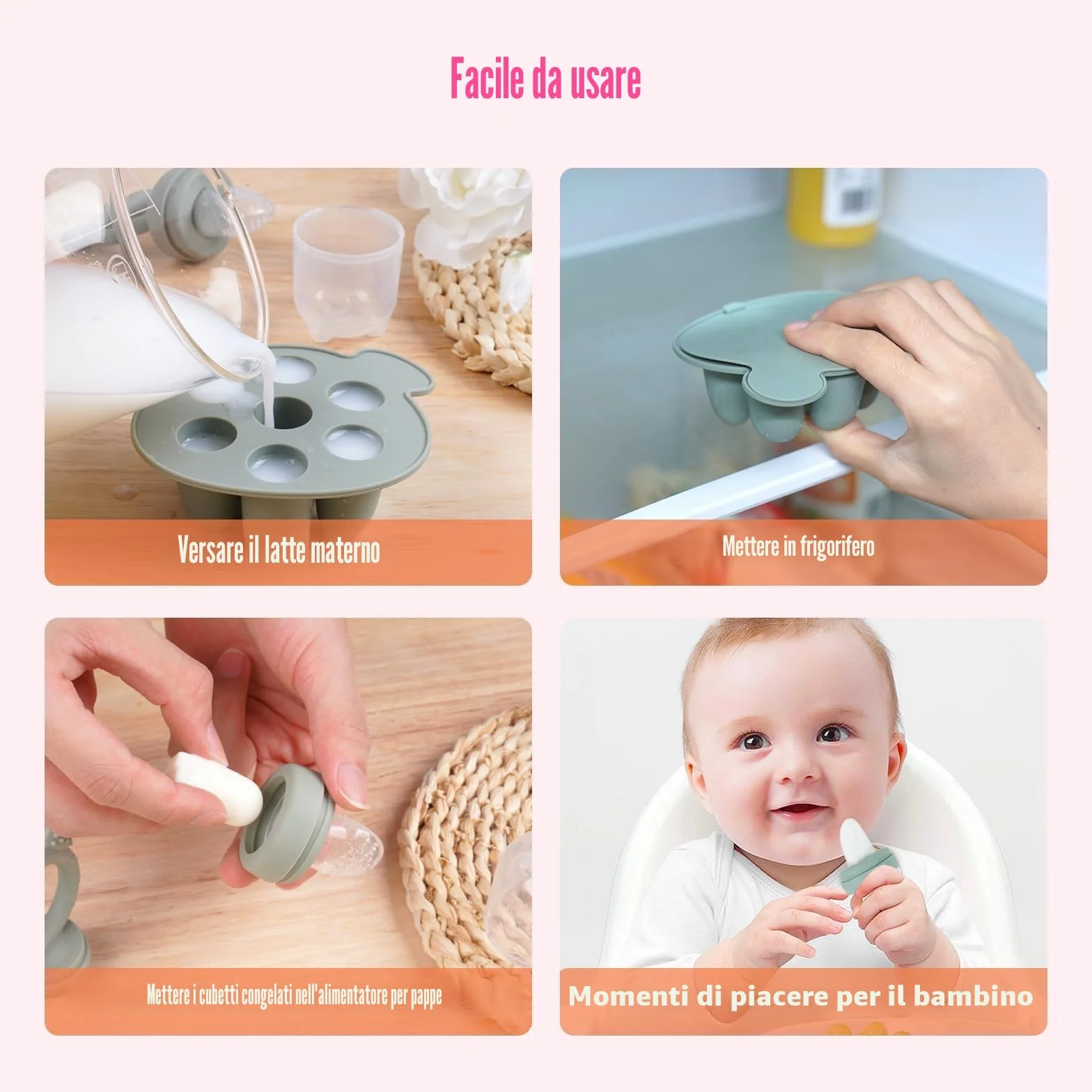 Ciuccio Mam Frutta 4M+ Stampo per Ghiaccioli al Latte Materno Silicone Morbido Senza BPA