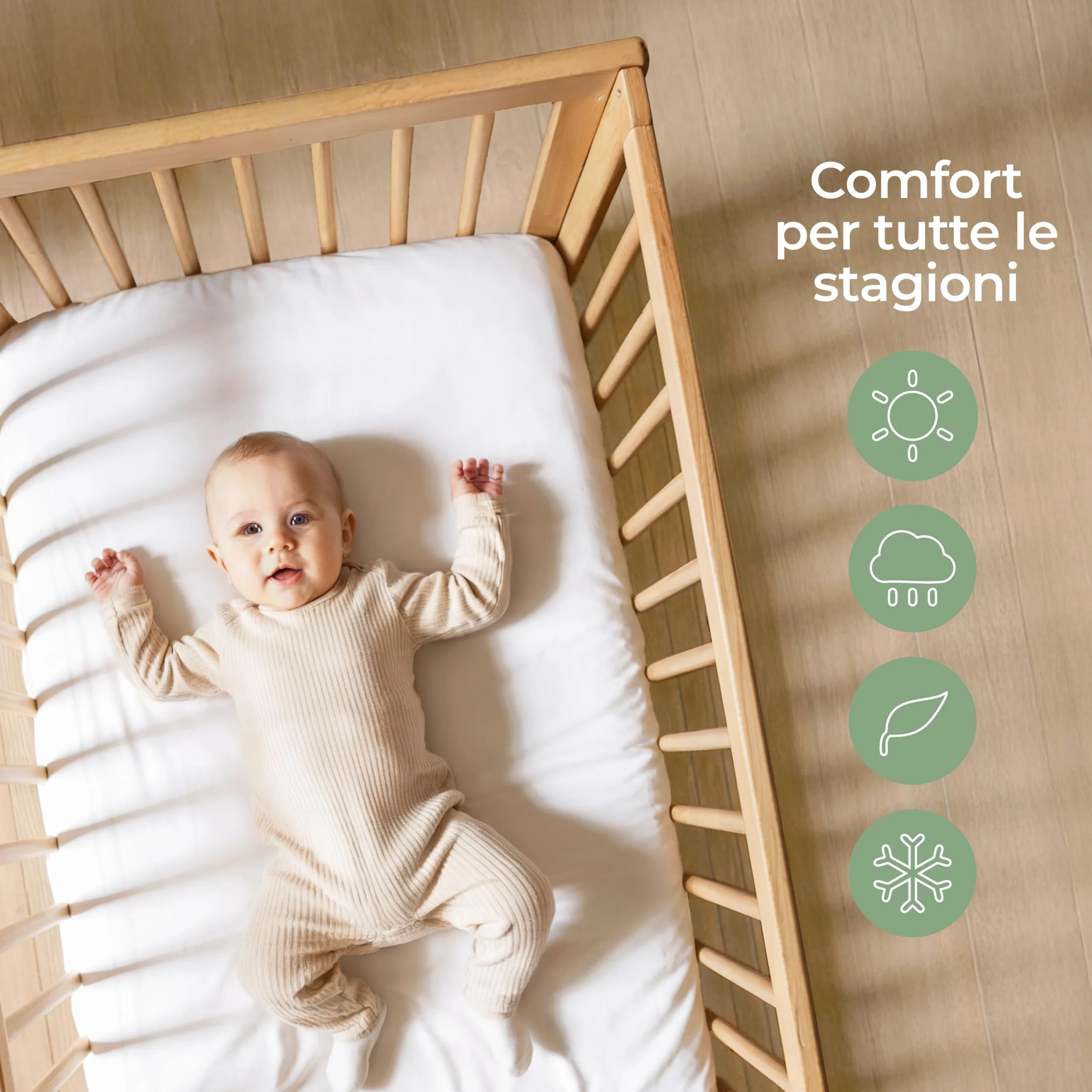 Dreamzie Set 2 Lenzuola Lettino Neonato 60x120 Cotone Oeko-Tex - Verde Salvia/Bianco