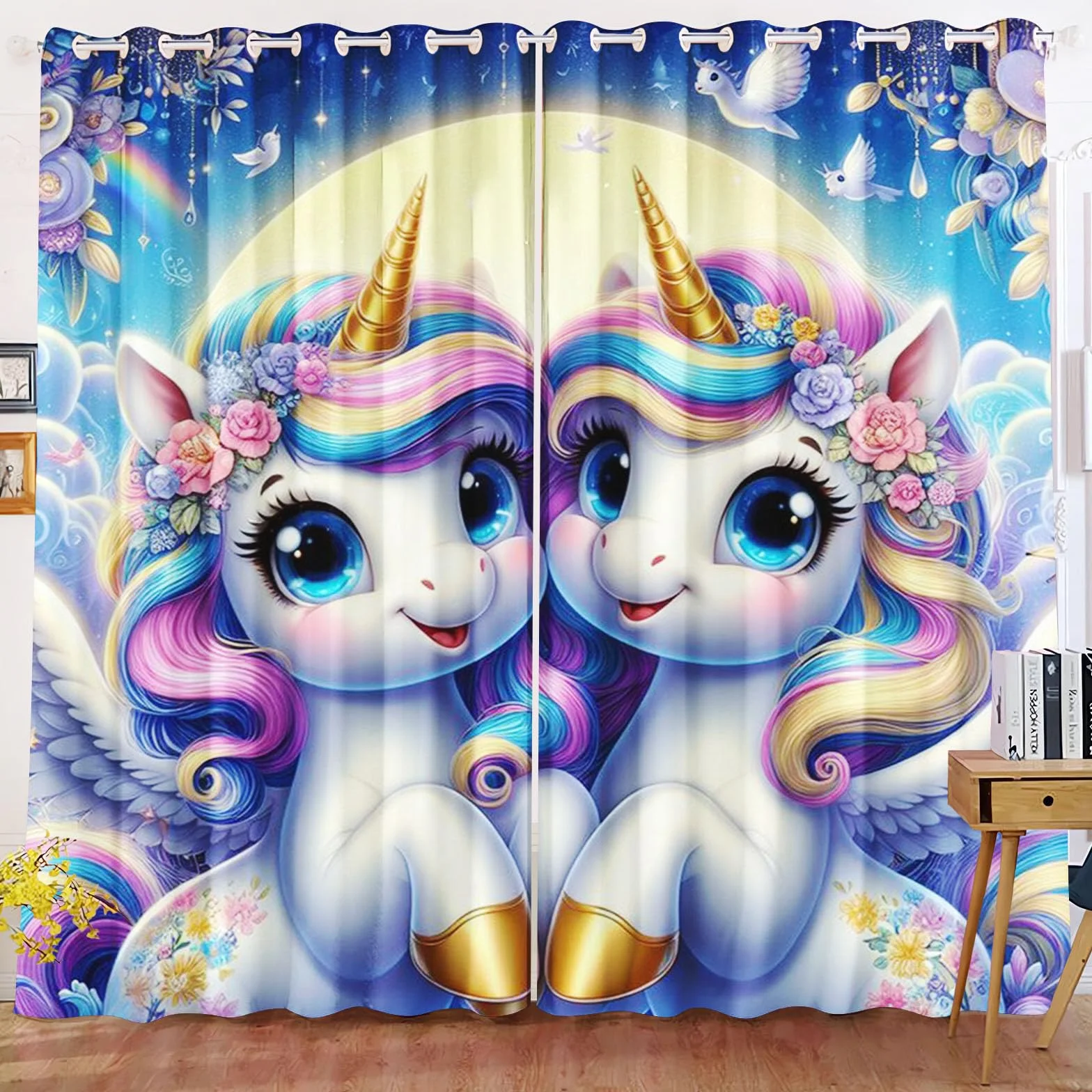 Tende oscuranti a forma di unicorno 75x166 cm per camera da letto bambini