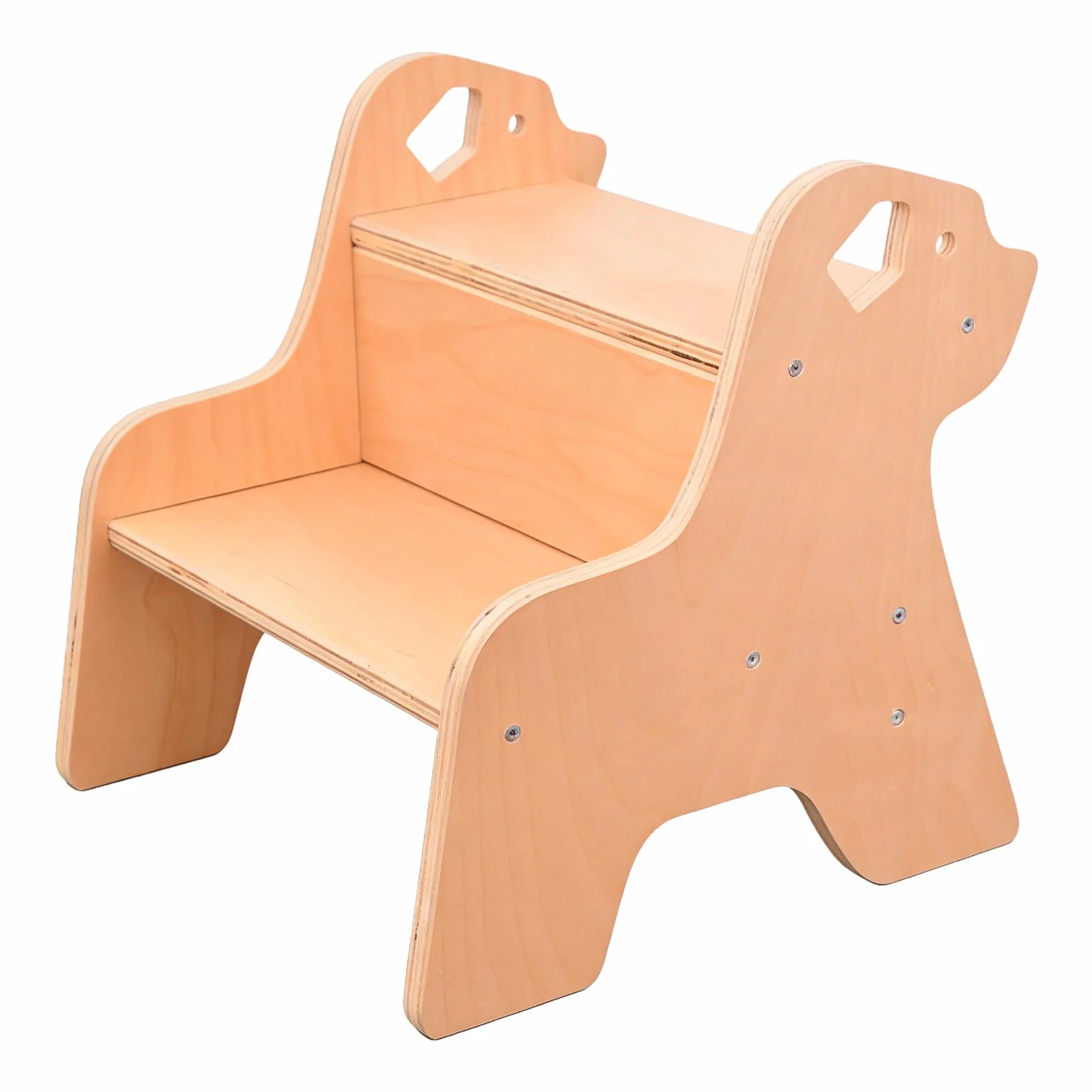 Sgabello a 2 Livelli per Bambini in Legno con Maniglia, Robusto Gradino per Cucina Bagno Cameretta