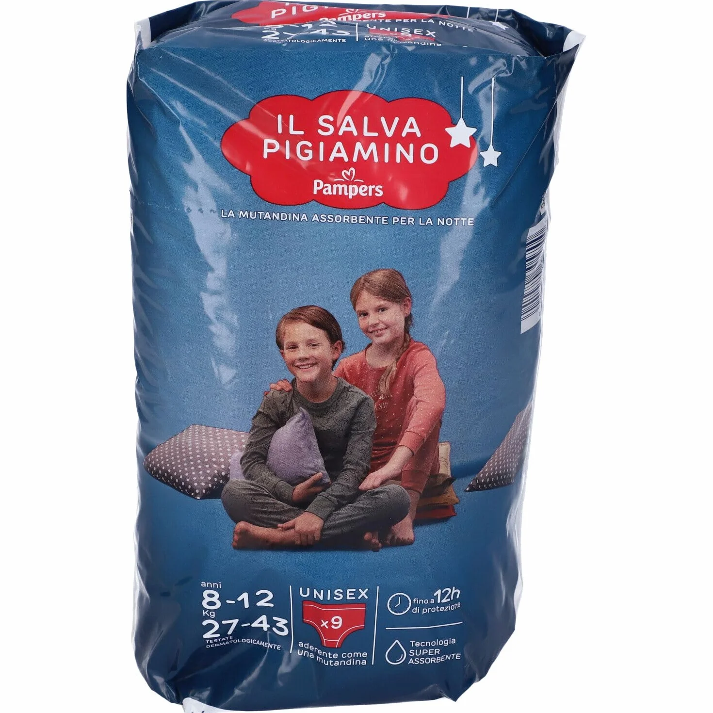 Pampers Il Salva Pigiamino 8-12 anni L/XL (27-43 kg) Enuresi Notturna 54 Pannolini Bambino