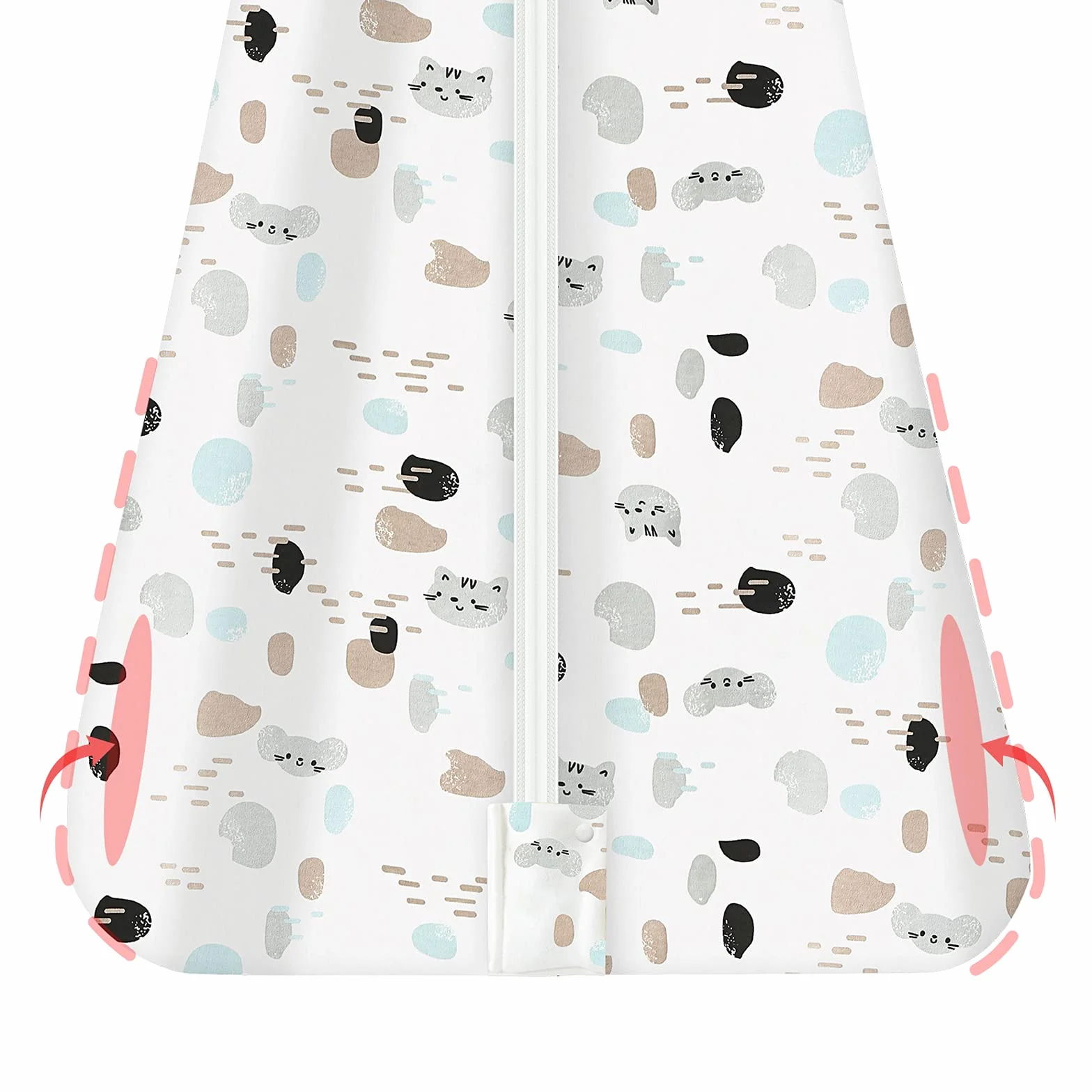 Mosebears Sacco nanna Estivo per Bambini 0,5 Tog 100% Cotone Traspirante Spot Cat S (0-6 mesi)