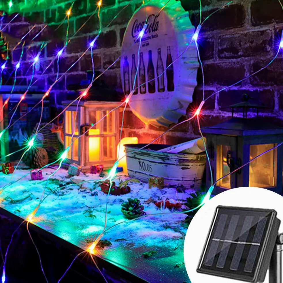 Luci Solari Esterno LED Catena Luminosa Solari Tenda Luminosa Impermeabile 8 modalità Tenda Luci Natale Decorative per Giardino,Patio,Cancello,Matrimonio,Festa Color 3x2m Solar Style