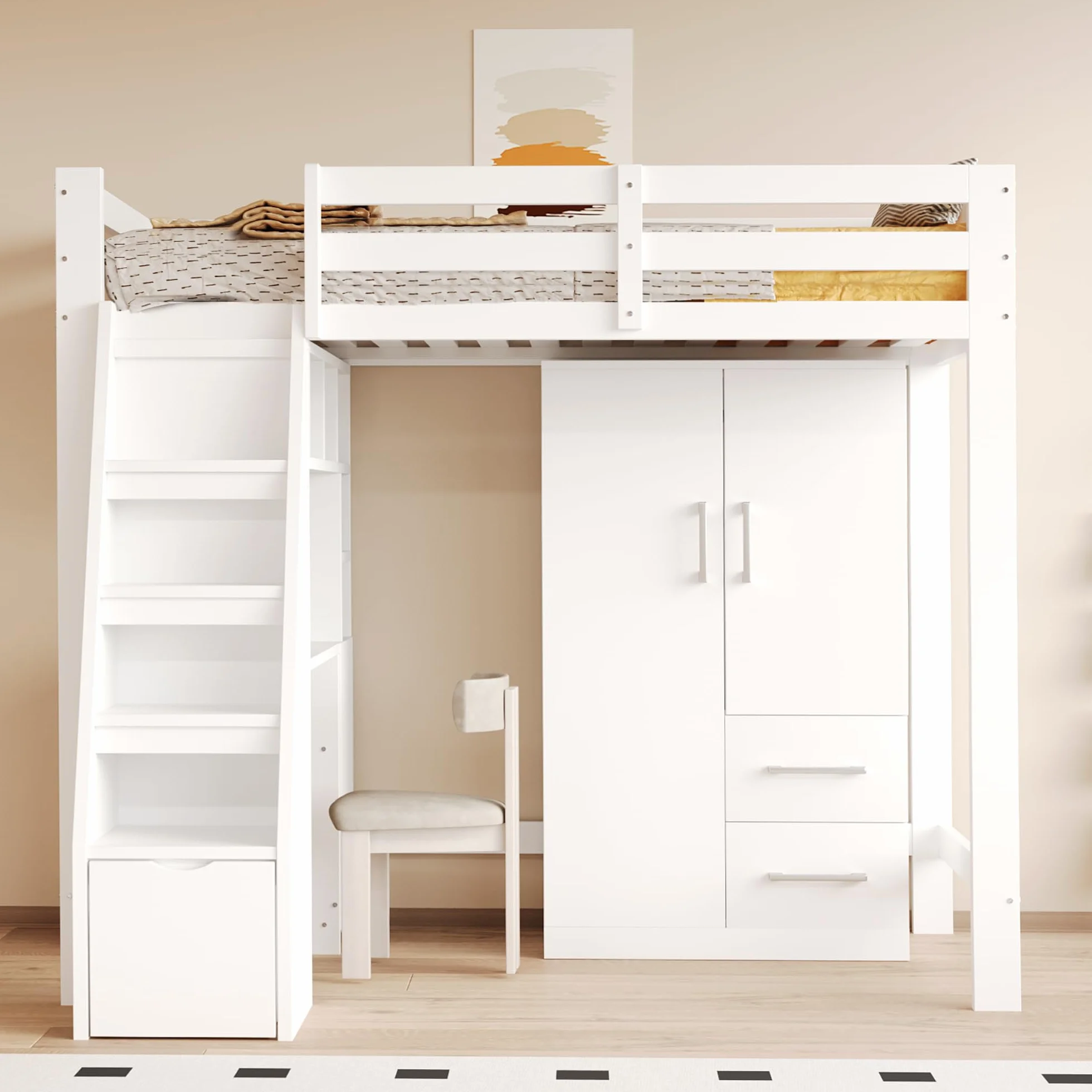 Armadio Bambini 2 Ante Legno 70x40x135 cm Bianco