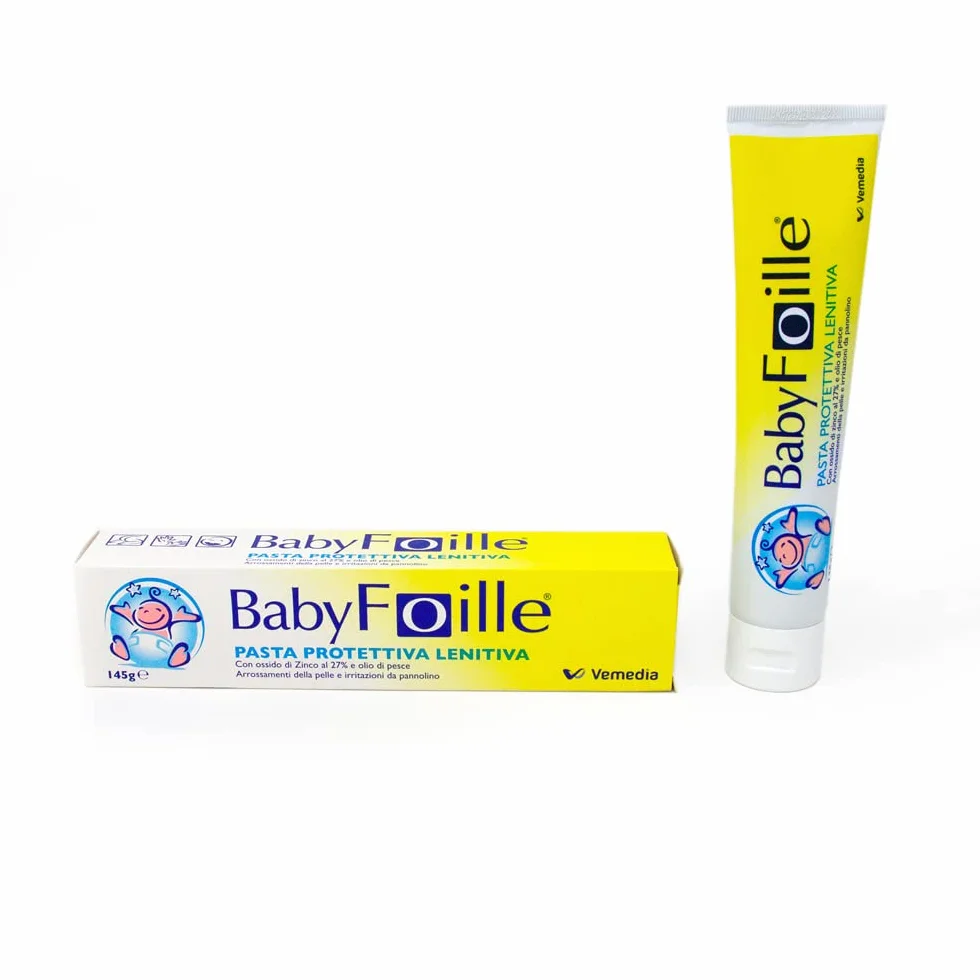 Foille Baby Pasta protettiva lenitiva neonato arrossamenti pelle irritazione pannolino Ossido di Zinco Olio di Pesce 2x145g
