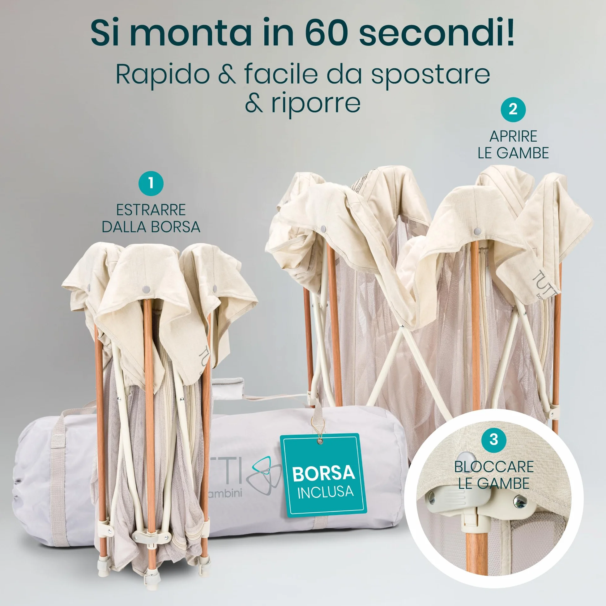 Tutti Bambini Box Bambini Pieghevole Recinto Neonato 135 x 135 x 75 cm Ecru