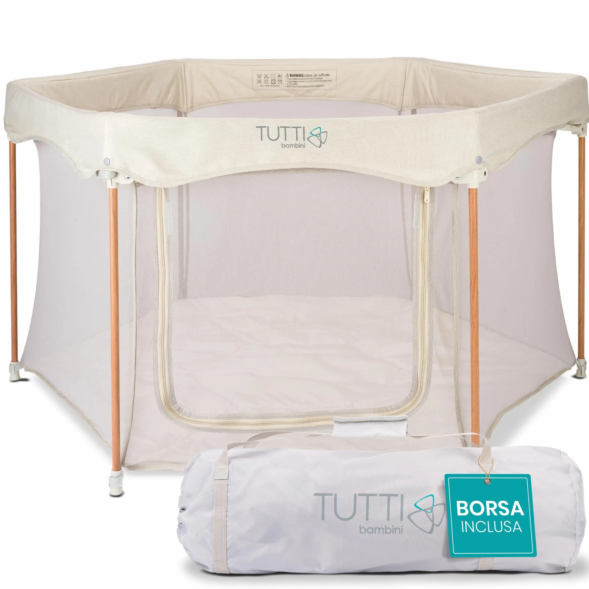 Tutti Bambini Box Bambini Pieghevole Recinto Neonato 135 x 135 x 75 cm Ecru