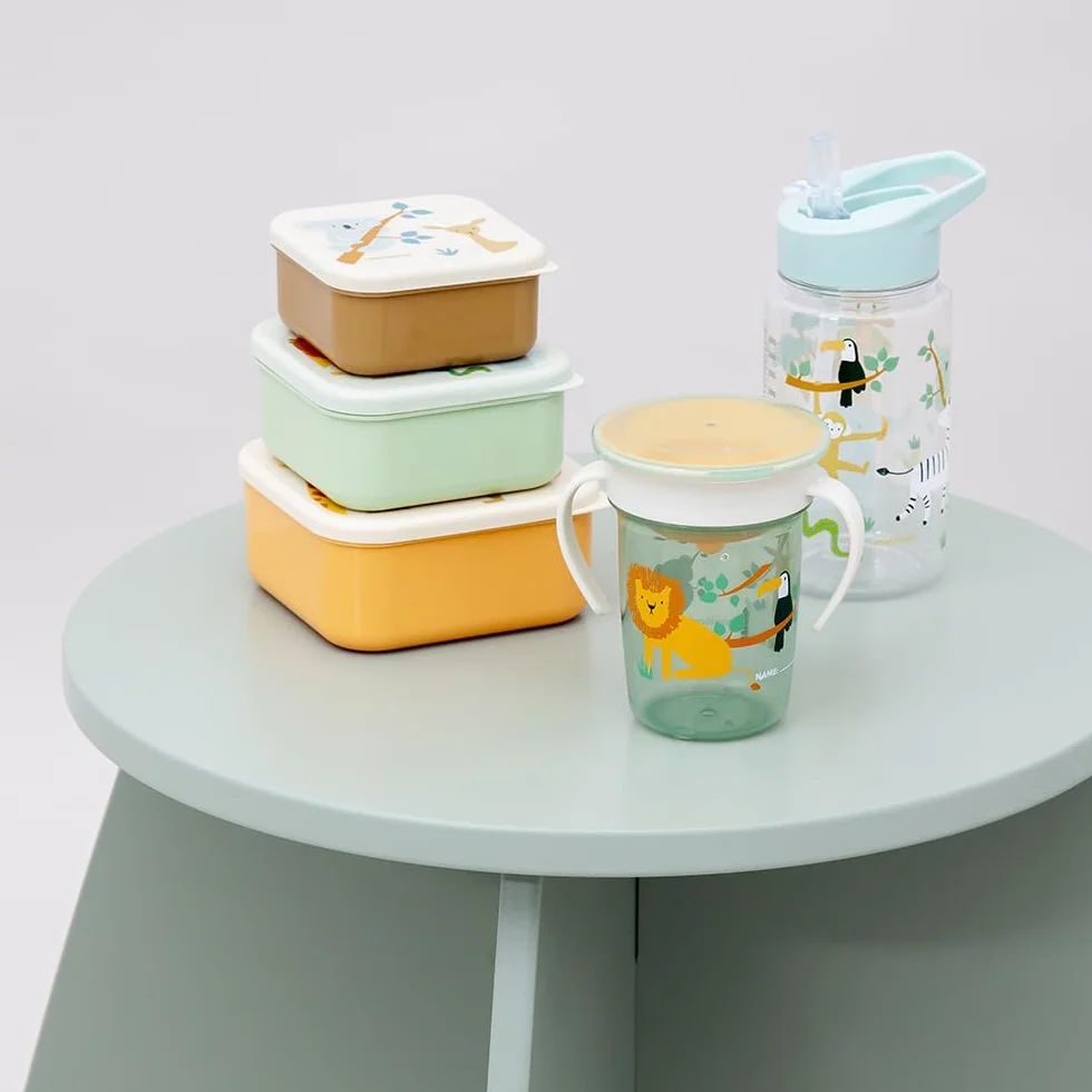 Miniland Set 3 Contenitori per Alimenti per Bambini, Scatole Pranzo Impilabili, Lavabili in Lavastoviglie, Senza BPA