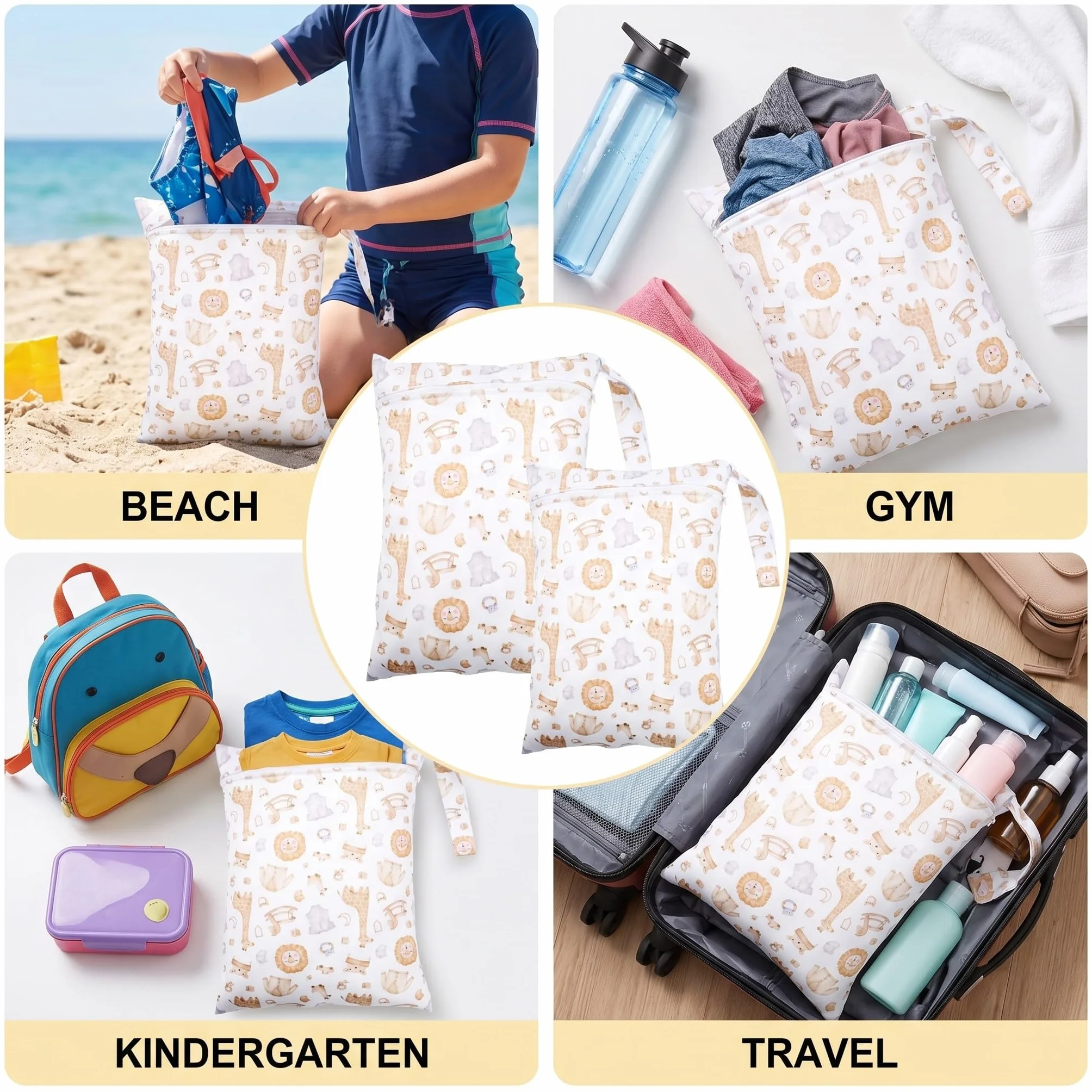 Wetbag Pannolini Lavabili 2 Pezzi 20x25cm Impermeabili Riutilizzabili per Neonato