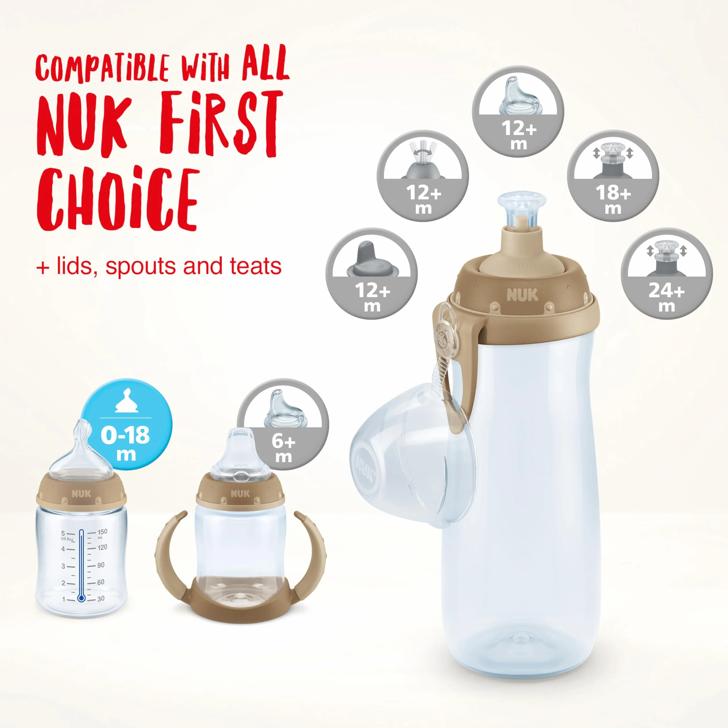 NUK Sports Cup borraccia per bambini 450 ml effetto camaleonte 24+ mesi beccuccio push-pull anti-goccia senza BPA
