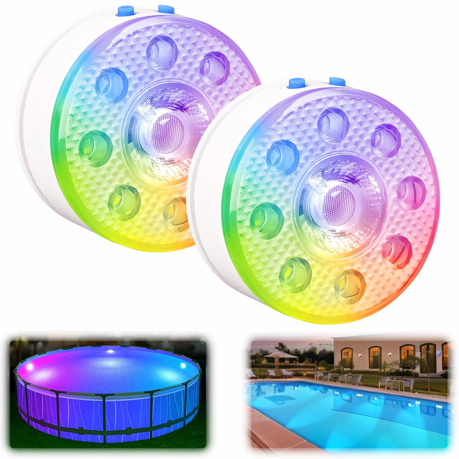 Idyl Light Luci sommergibili ricaricabili per piscina, con telecomando e funzionamento a batteria, LED colori vari, magnetizzate, luci galleggianti
