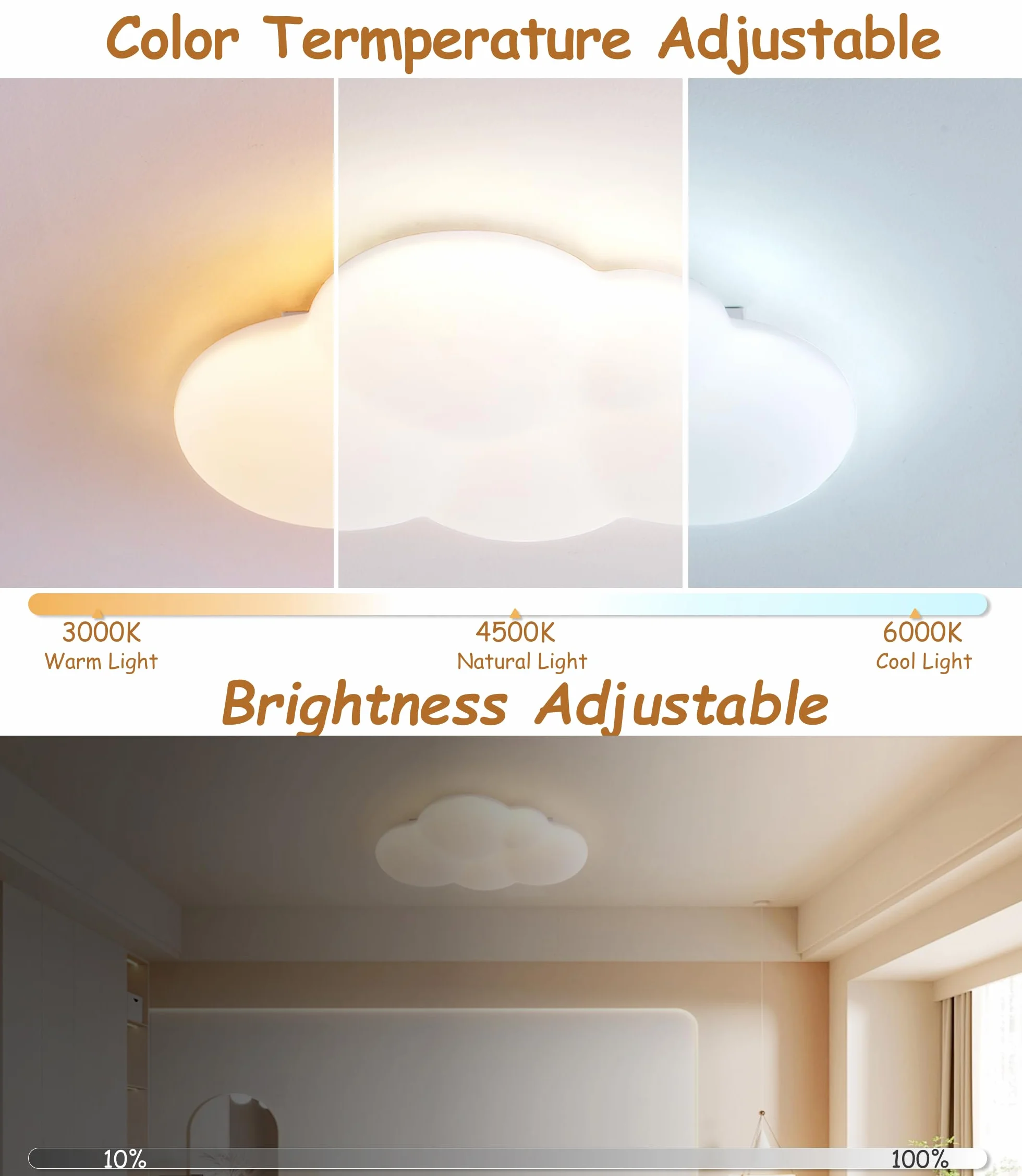 Plafoniera Cameretta Bambini Lampadario 40CM Nuvola Cameretta Plafoniera Led Soffitto Dimmerabile Telecomando 3000-6000K, Lampade a Soffitto Cameretta Bambina camera da letto 32W