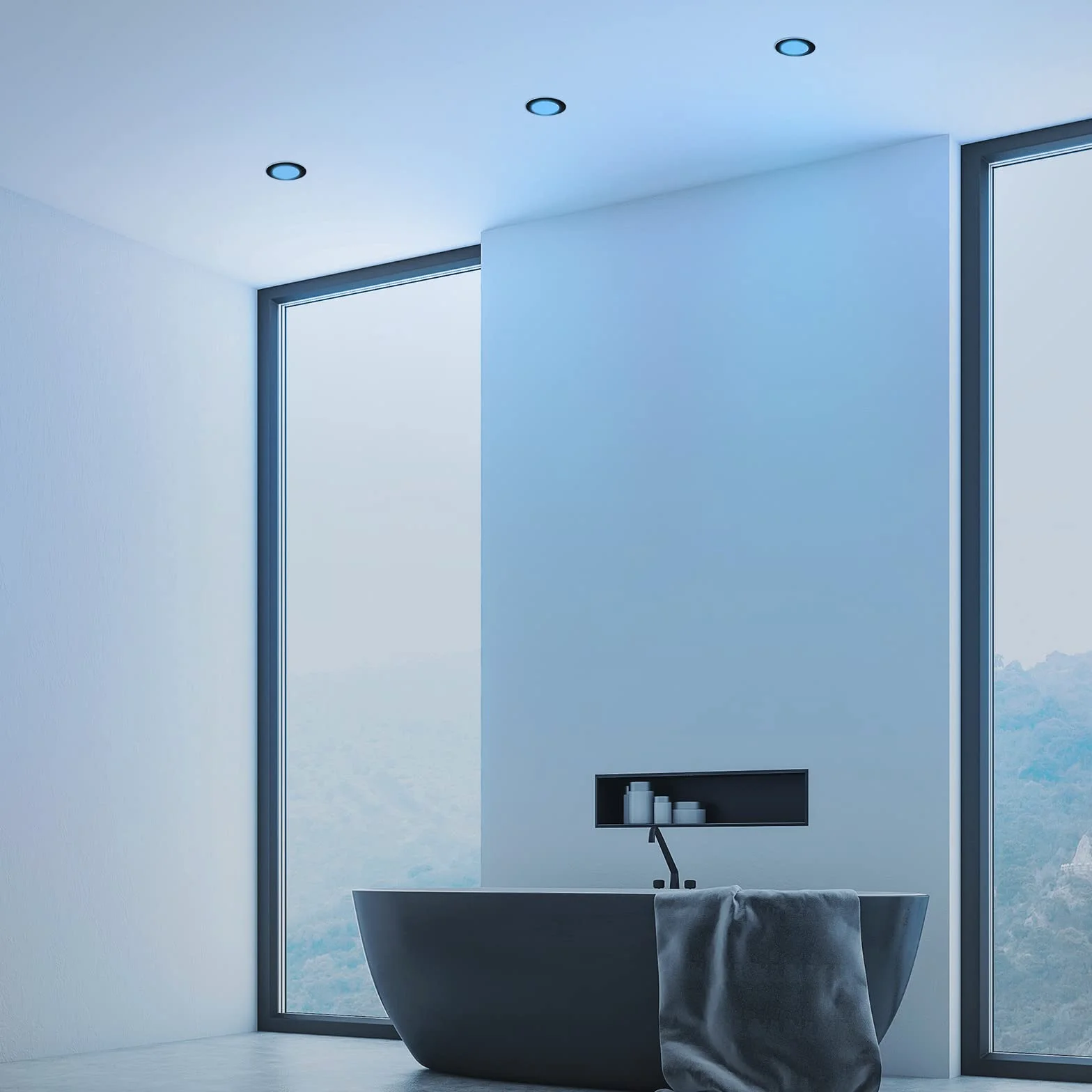 BRILONER - Set di 3 luci da incasso LED a soffitto, luci da incasso RGB CCT, faretto da incasso LED per bagno, faretto da incasso per bagno IP65, nero, 92x45 mm (DxH)