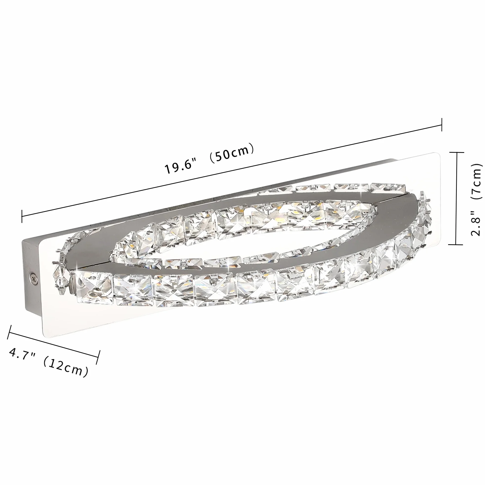 Lampada da specchio a LED 15 W 1080 lumen 4000 K con cristalli IP44 impermeabile 230 V cromata (50cm, Cromo)
