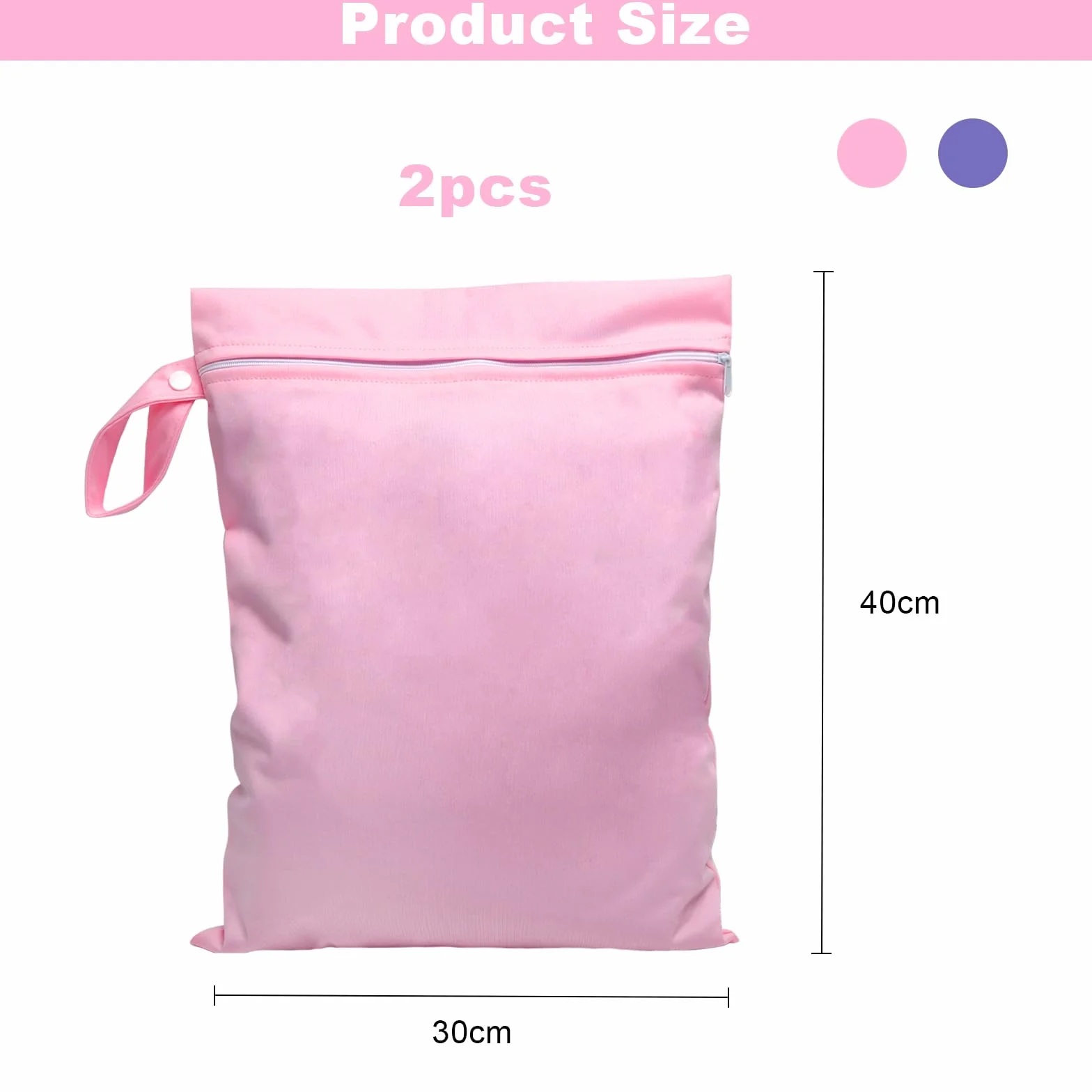 Sacca Impermeabile Piscina 2 Pezzi 40x30 cm Wet Bag con Cerniera Riutilizzabile Rosa Viola