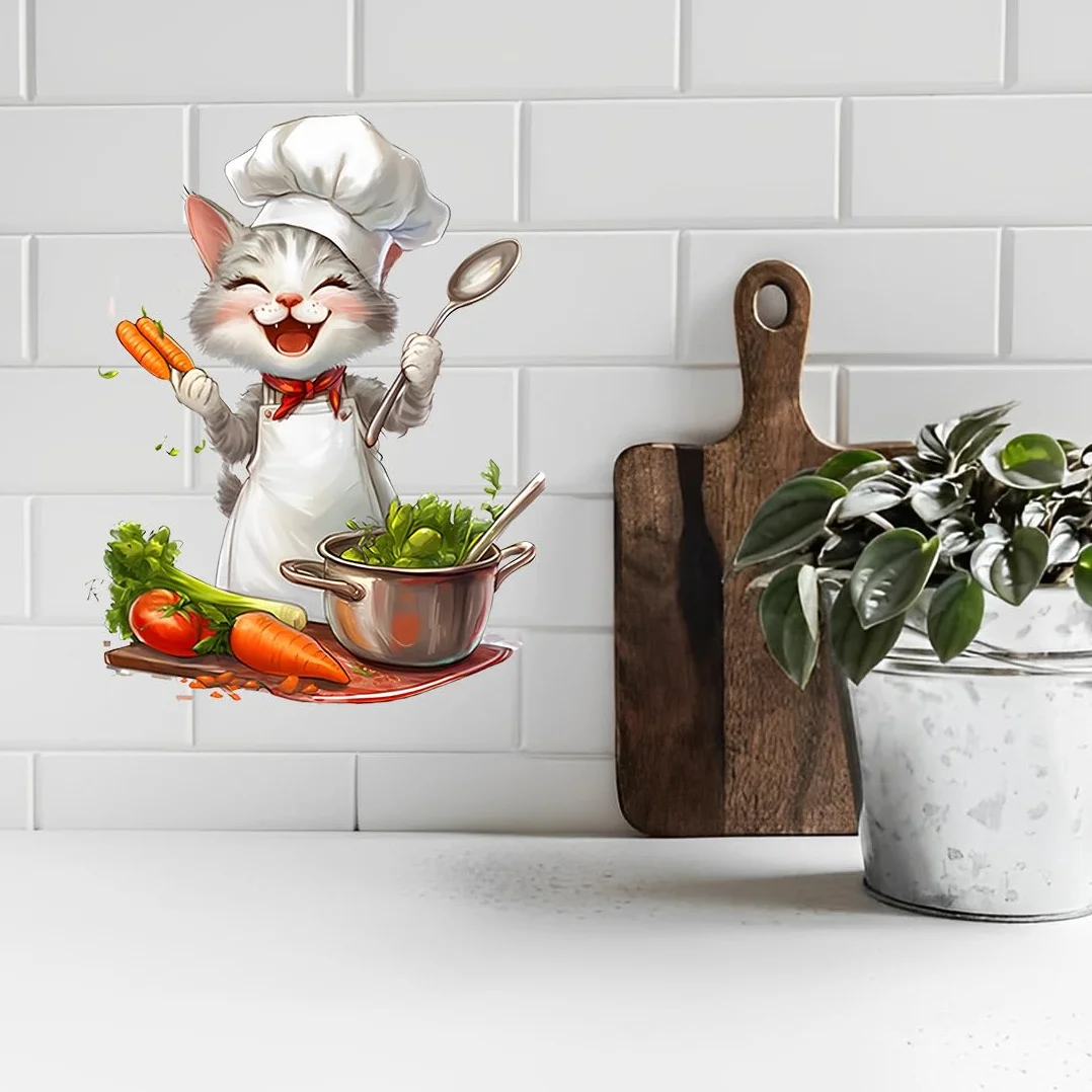 Adesivi Murali Cucina Gatto Maestro Pezzi 3 Decorativi Cuoco