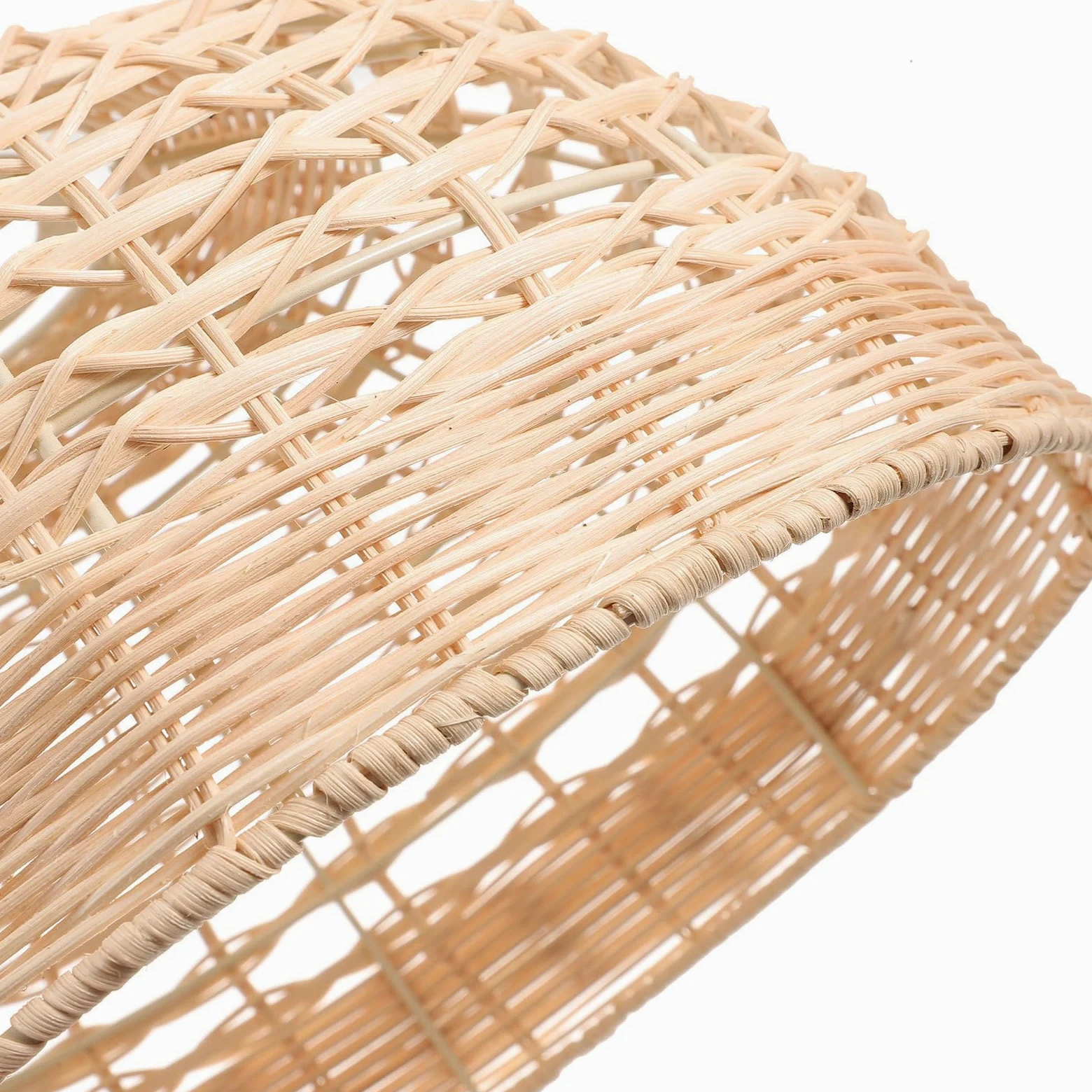 Paralume Vintage in Rattan Intrecciato che Ammorbidisce la Luce Copertura Leggera per Lampadario Moderno per Soggiorno e Camera da Letto