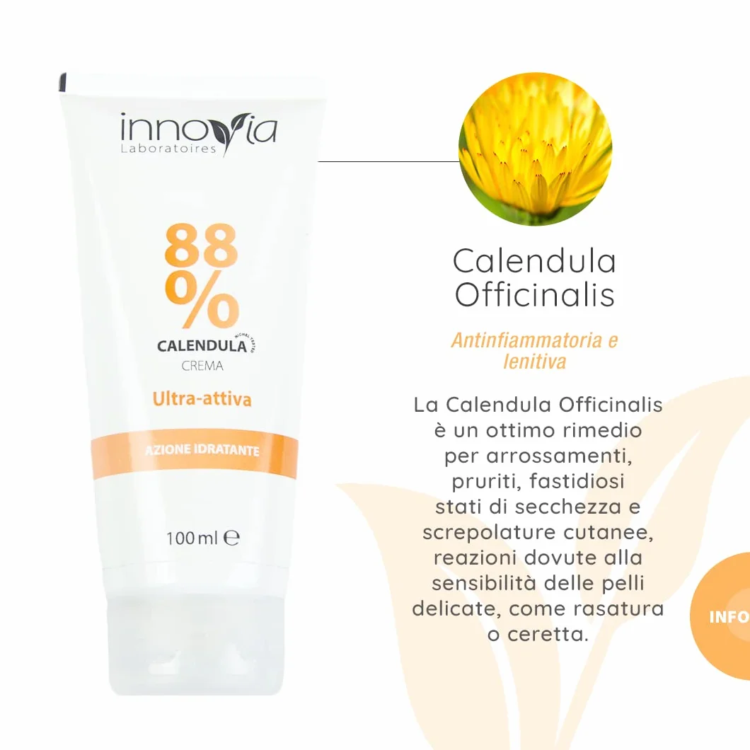Crema alla Calendula 88% 100ml Lenitiva Emolliente per Ustioni Scottature Irritazioni Pelli Sensibili Made in Italy